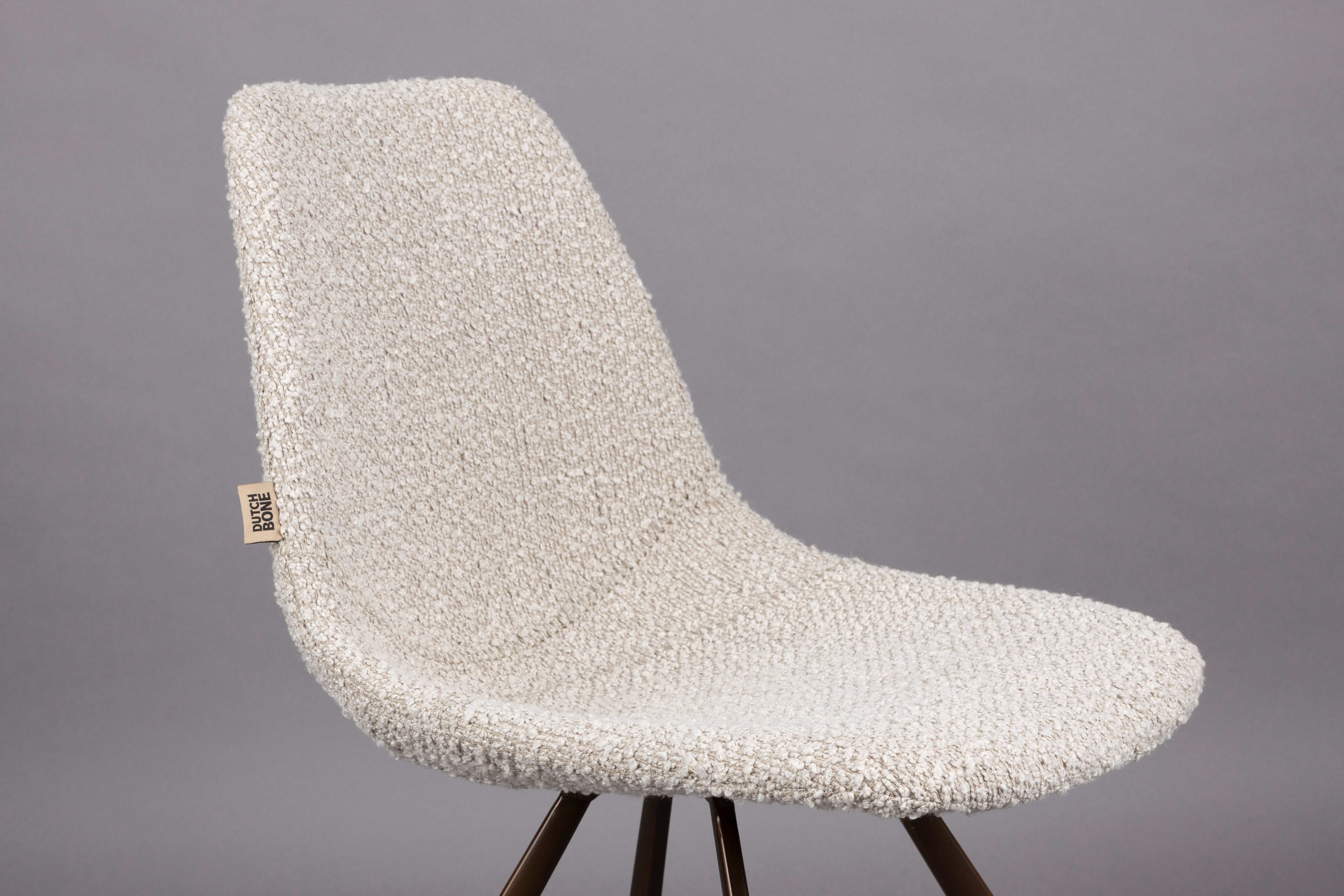Stuhl FRANKY grau-beige mit braunem Gestell