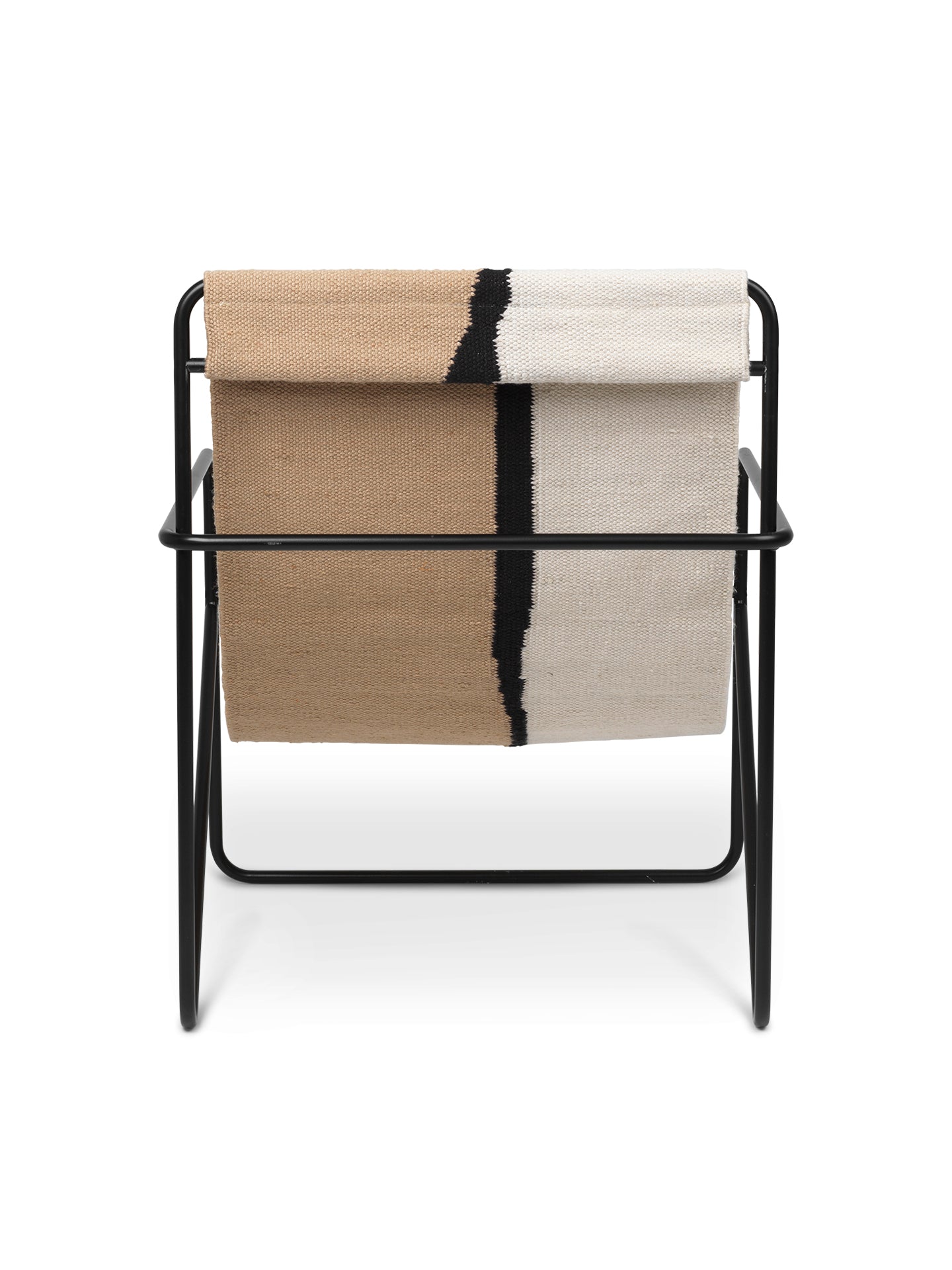 Desert cream-beige garden armchair with a black base