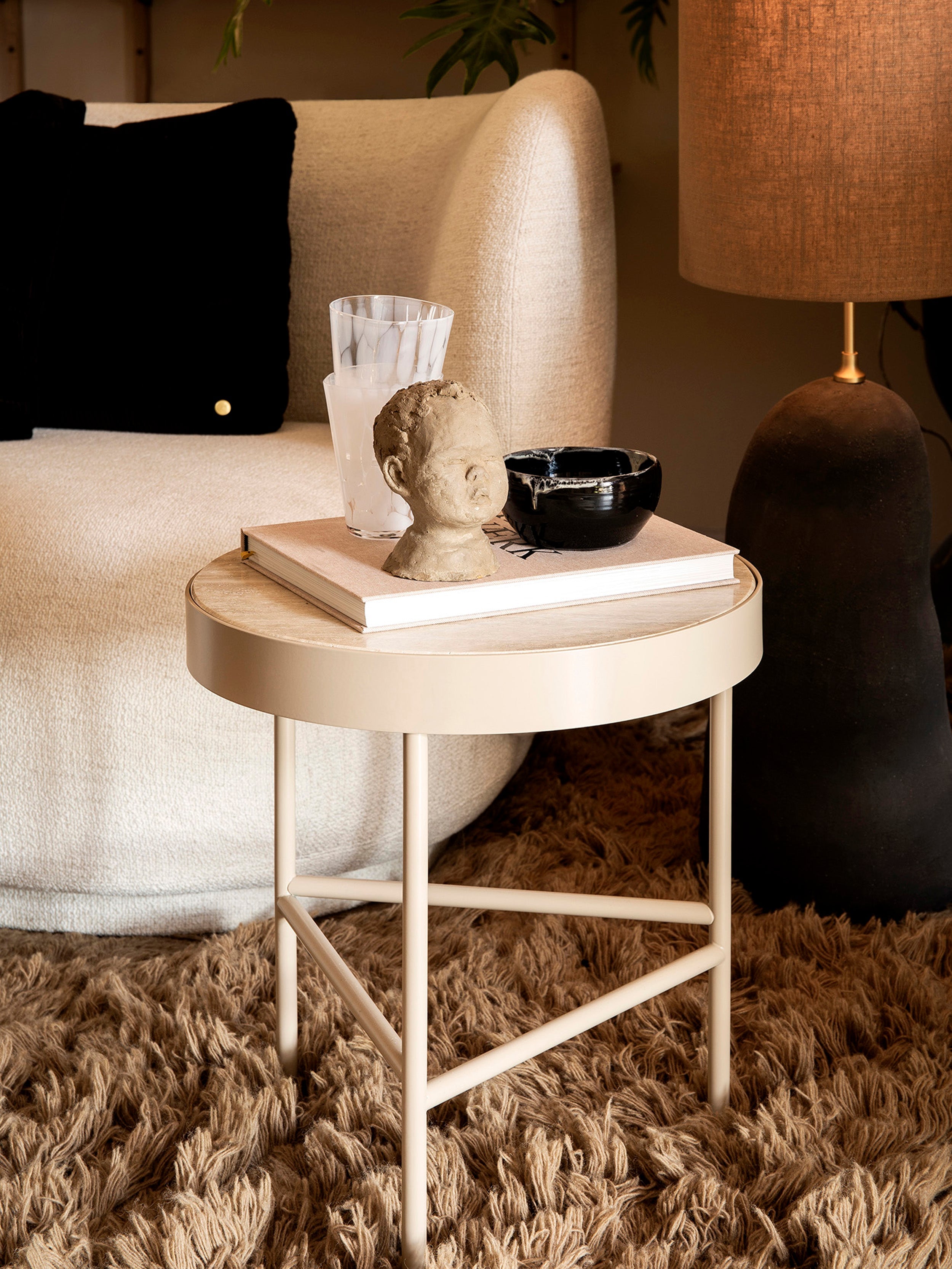 Travertine Side Table Beige Travertin