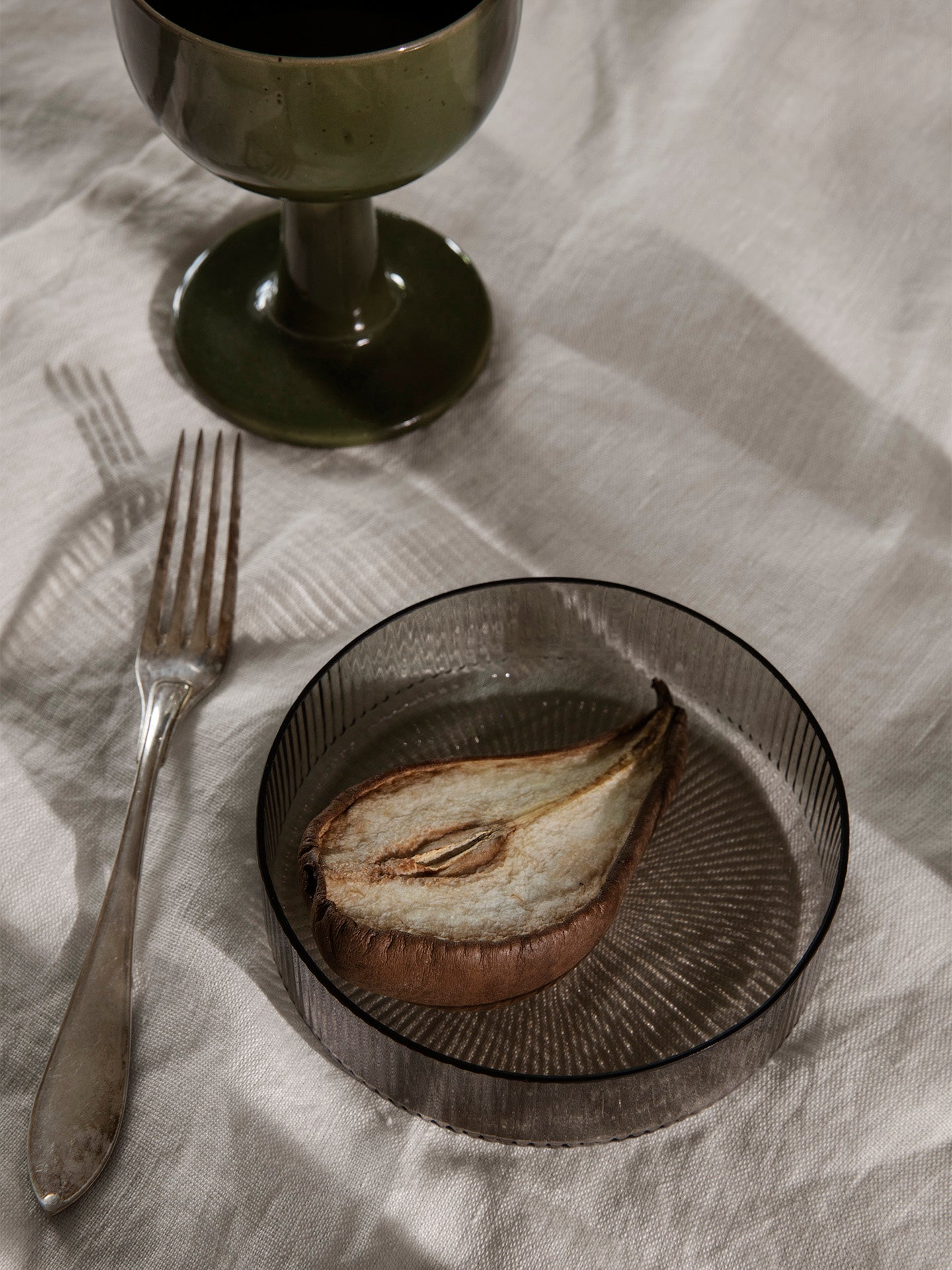 Ripple Set of Smoky Glass Bowls