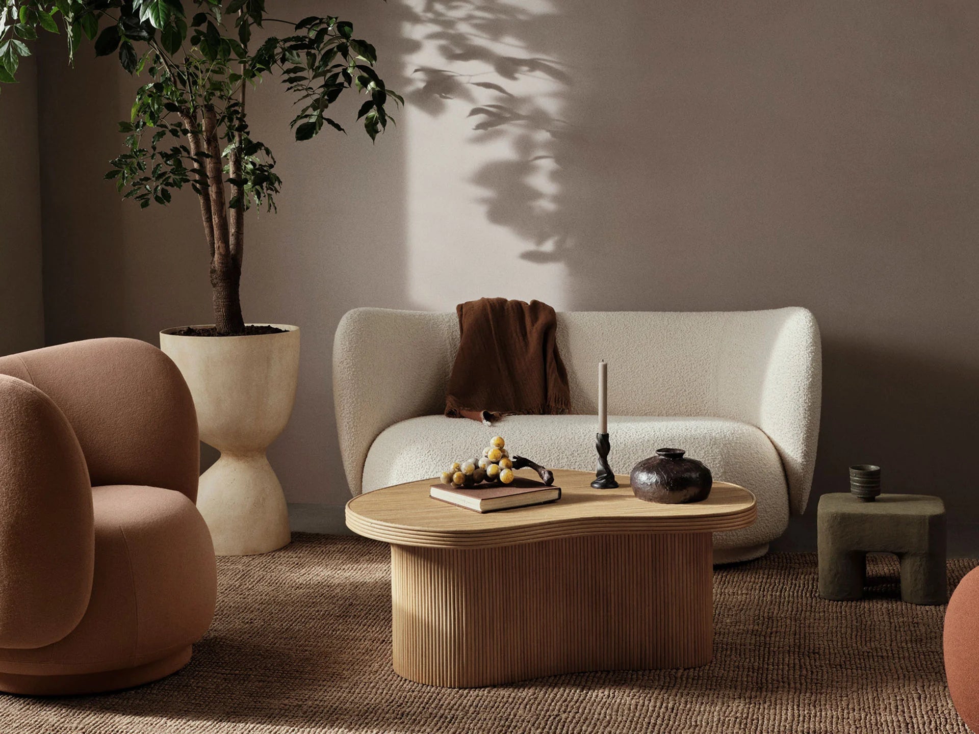 Rico bouclé sofa cream