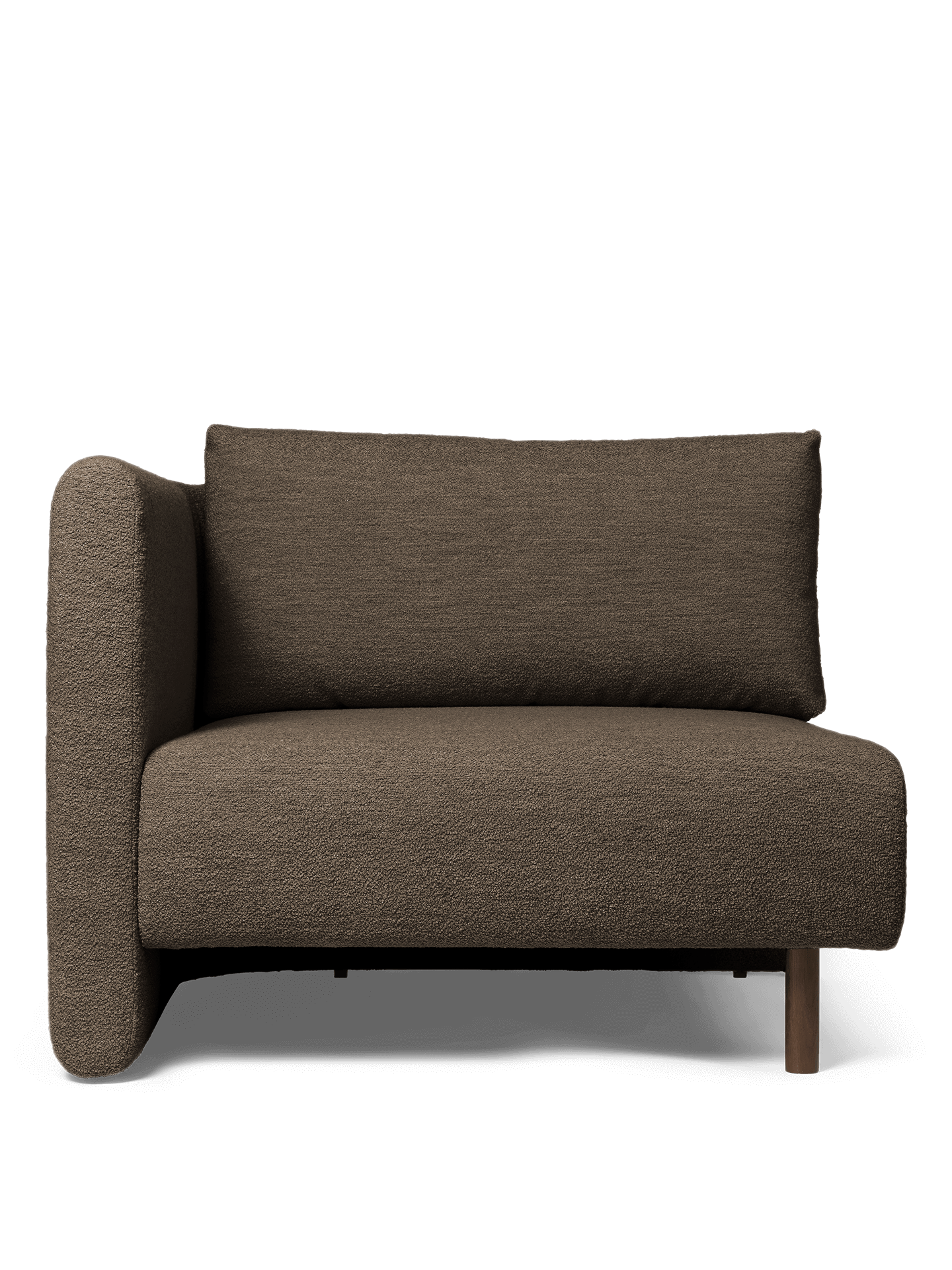 Dase modulares Sofa - links - handhandelte weiche Bouclé dunkelbraun