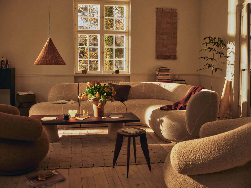 Modulares Sofa RICO Can Lis - Endelement links sandfarben mit Weiß