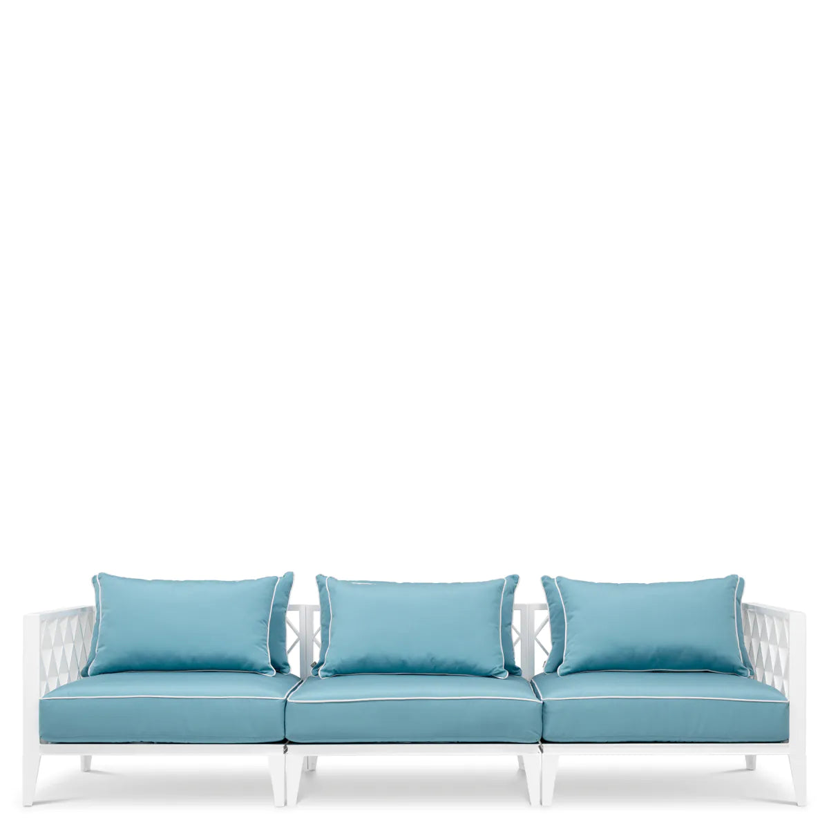 3-seater outdoor sofa OCEAN CLUB white with blue