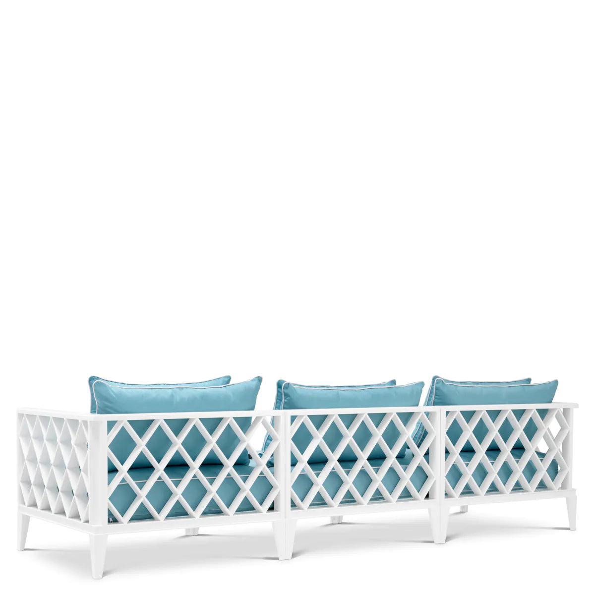 3-seater outdoor sofa OCEAN CLUB white with blue