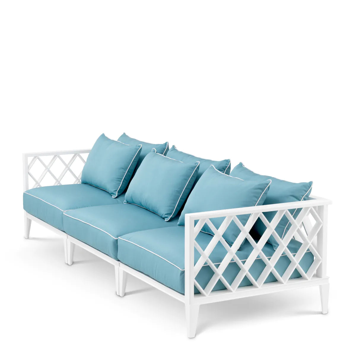 3-seater outdoor sofa OCEAN CLUB white with blue