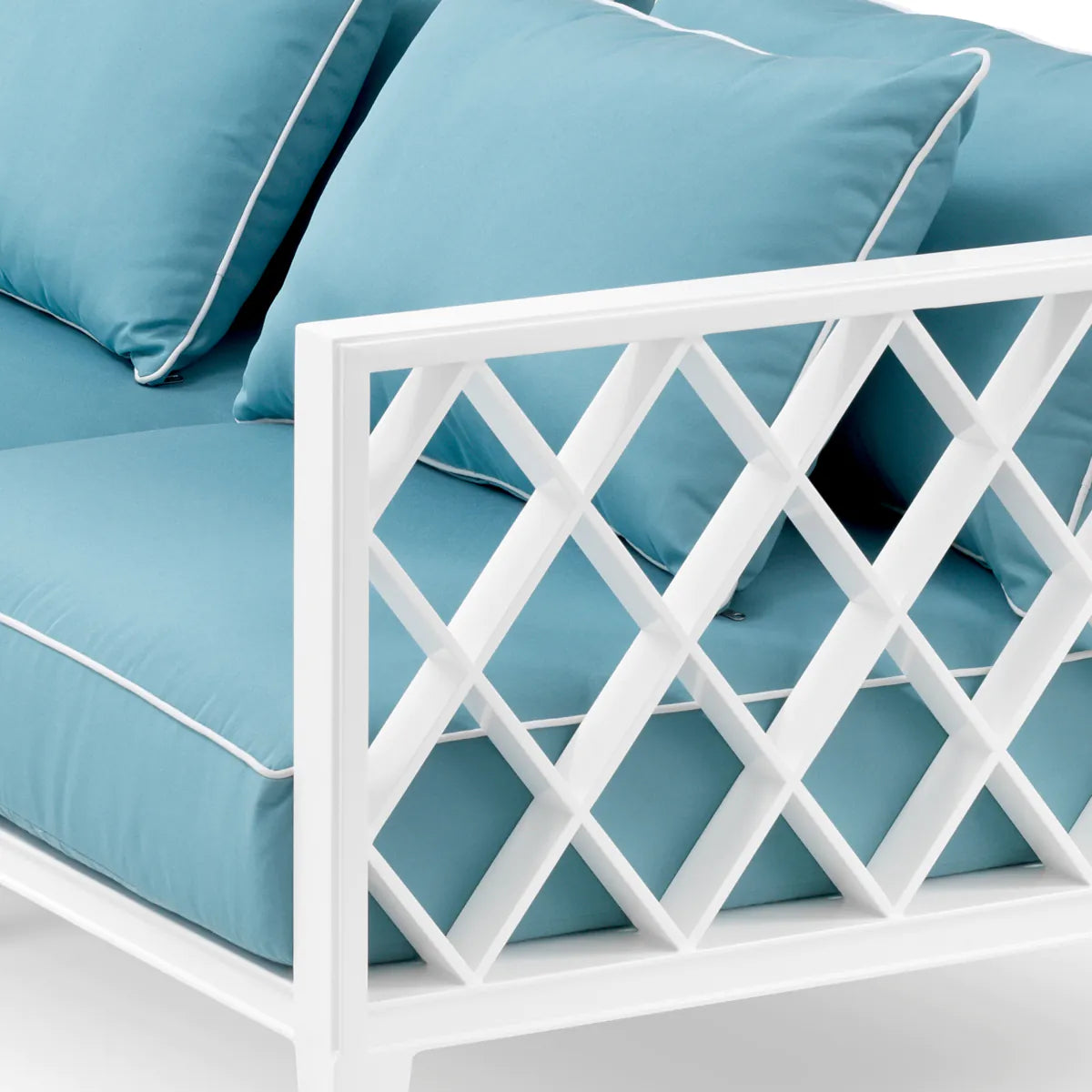 3-seater outdoor sofa OCEAN CLUB white with blue
