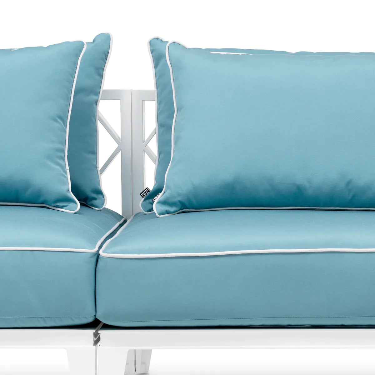 3-seater outdoor sofa OCEAN CLUB white with blue