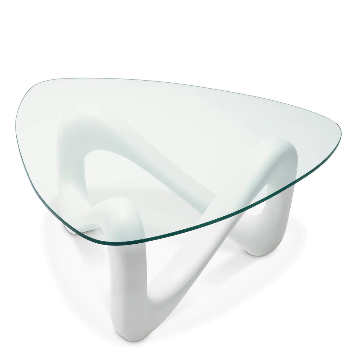 Aventura glass table with a white base