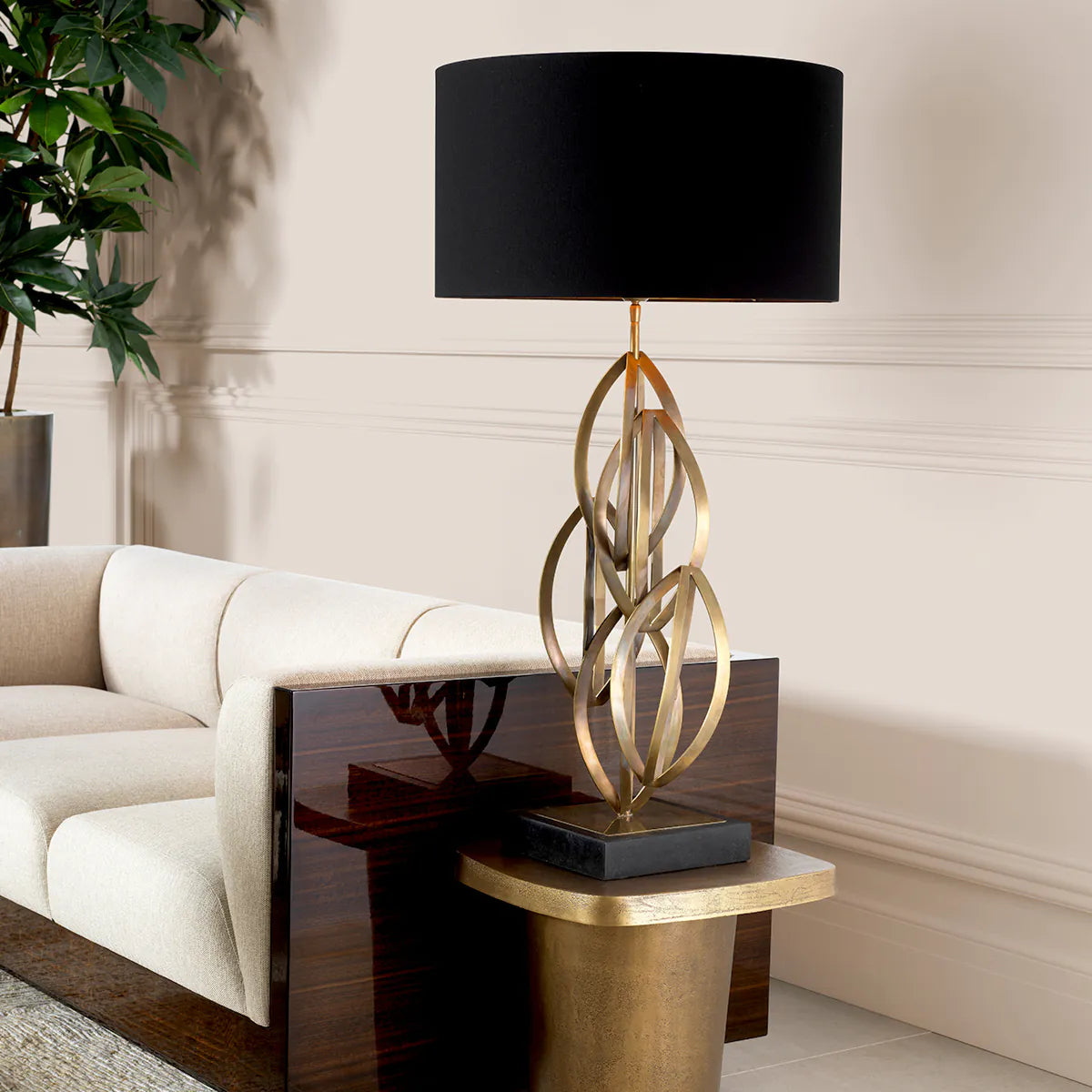 Tischlampe BELLAMONT antikgold mit Granitbasis