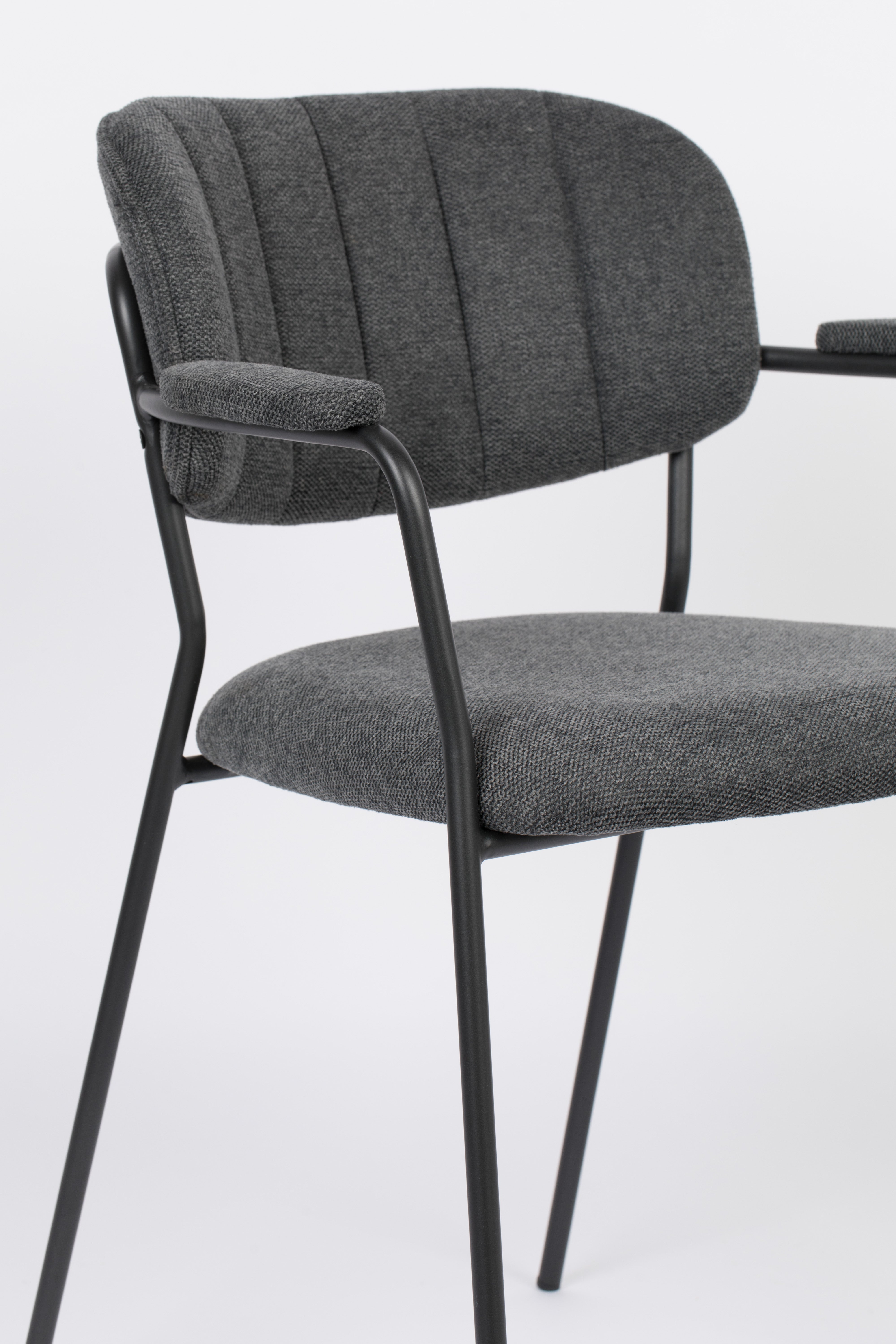 Chair with armrests Jolien Dark gray with a black base