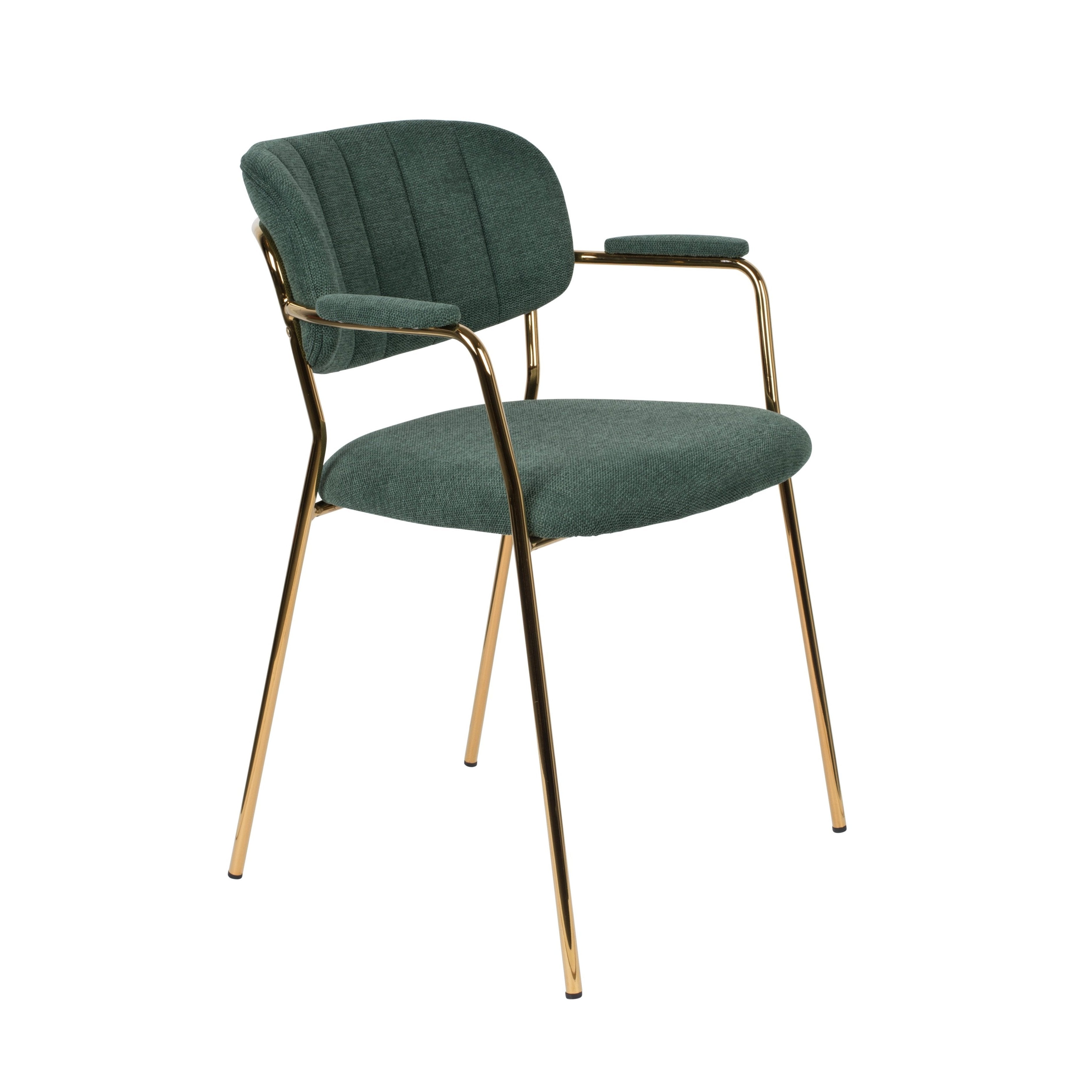 Chair with armrests Jolien Dark green with a golden base