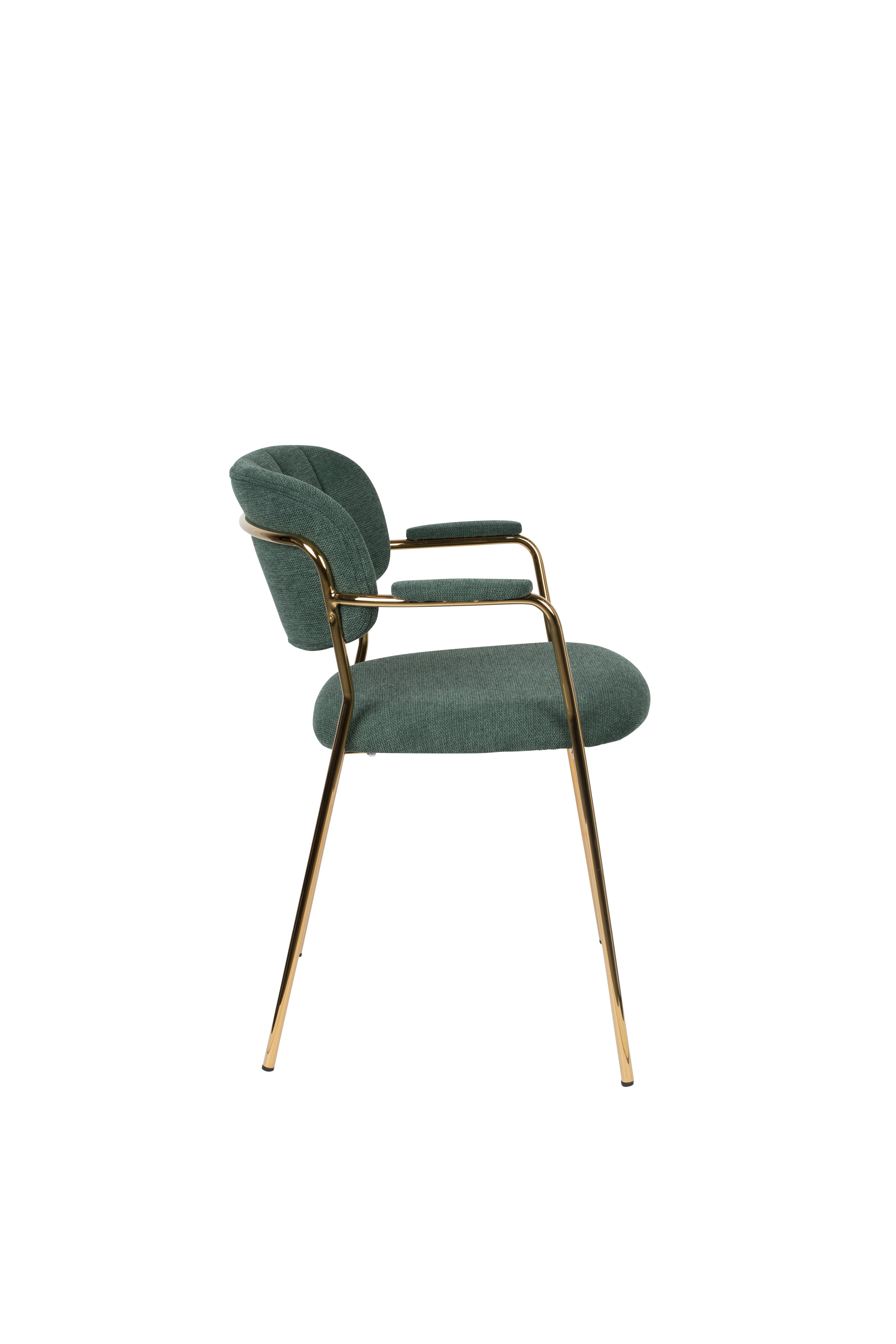 Chair with armrests Jolien Dark green with a golden base