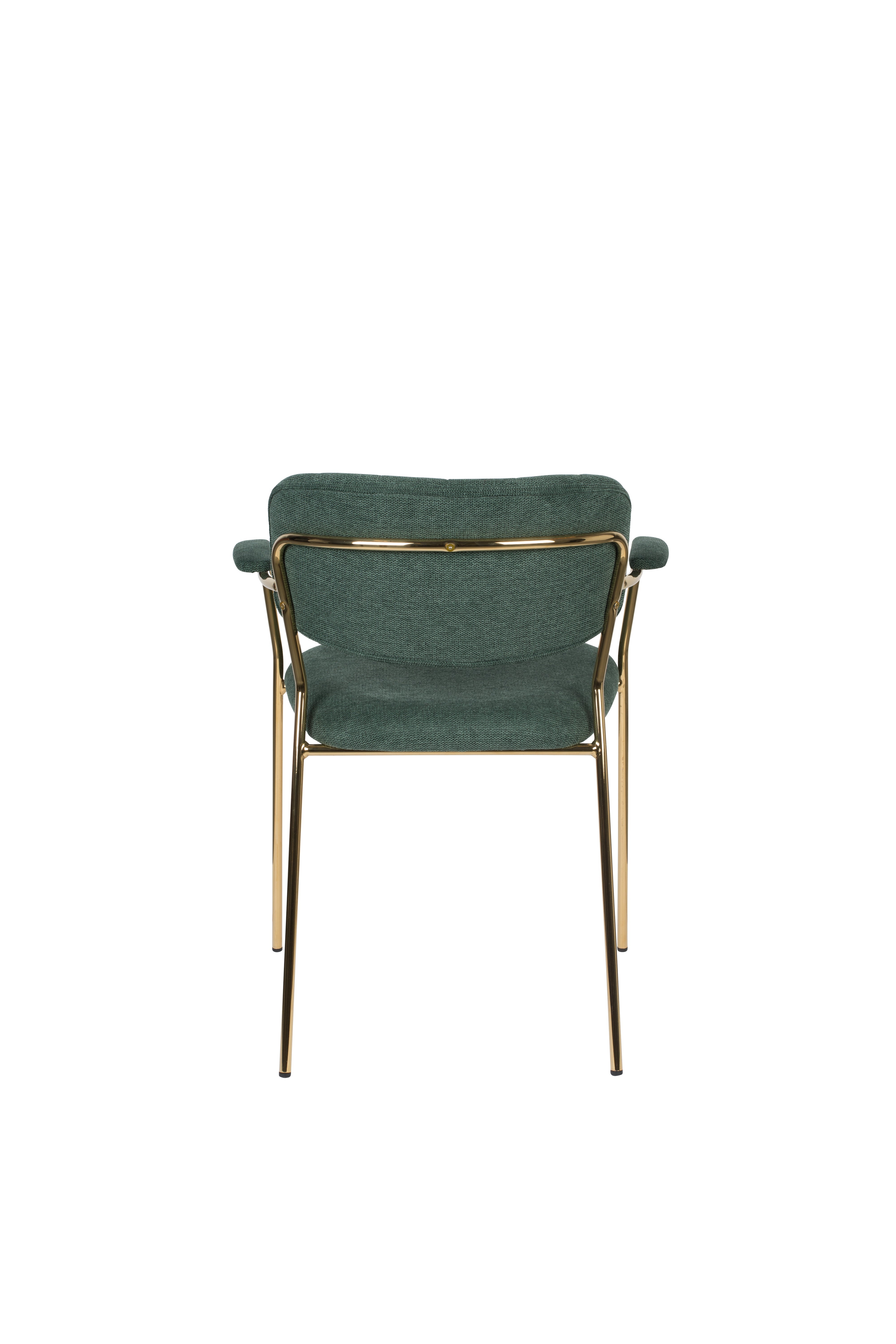 Chair with armrests Jolien Dark green with a golden base