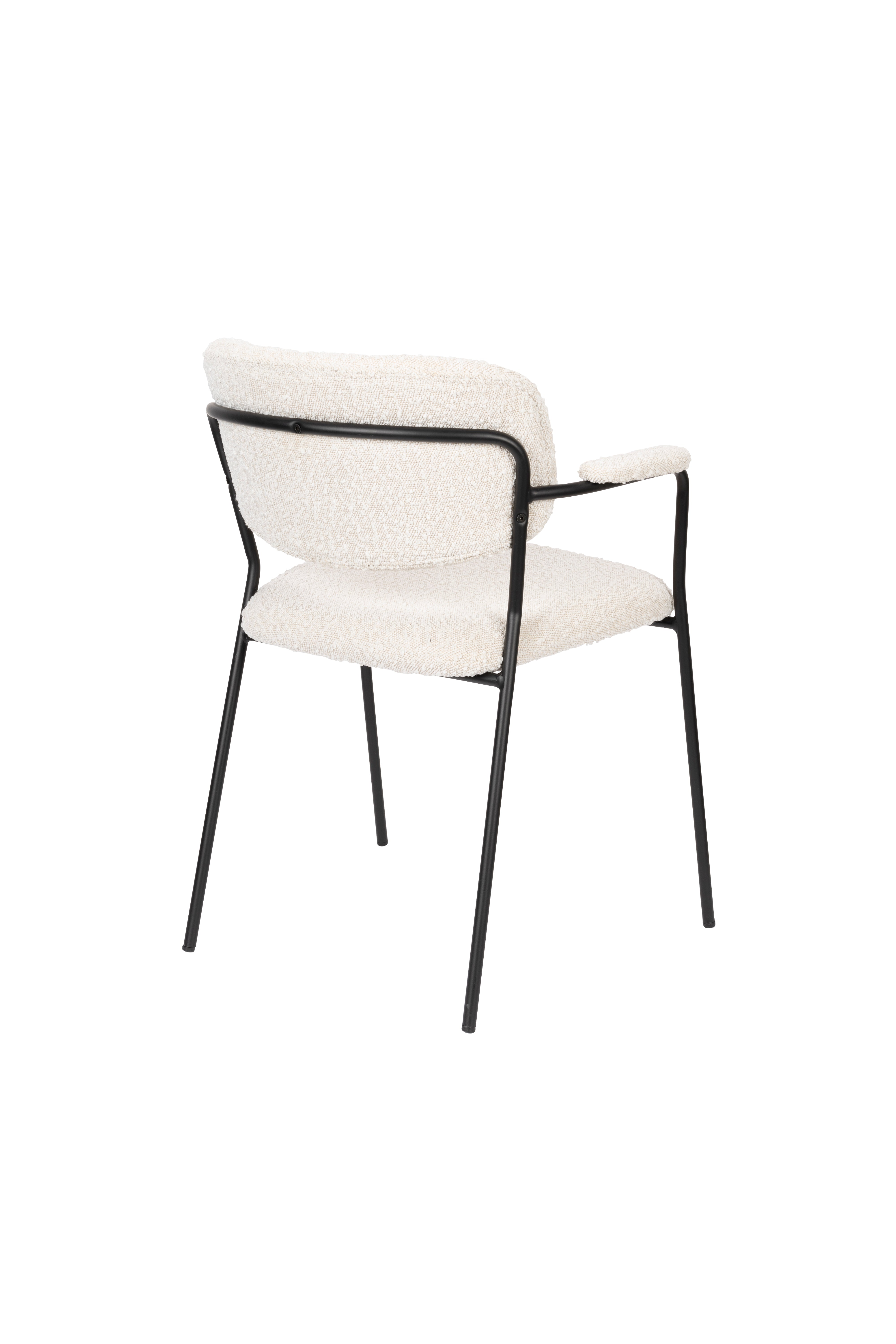 Chair with armrests Jolien Białe Boucle with a black base