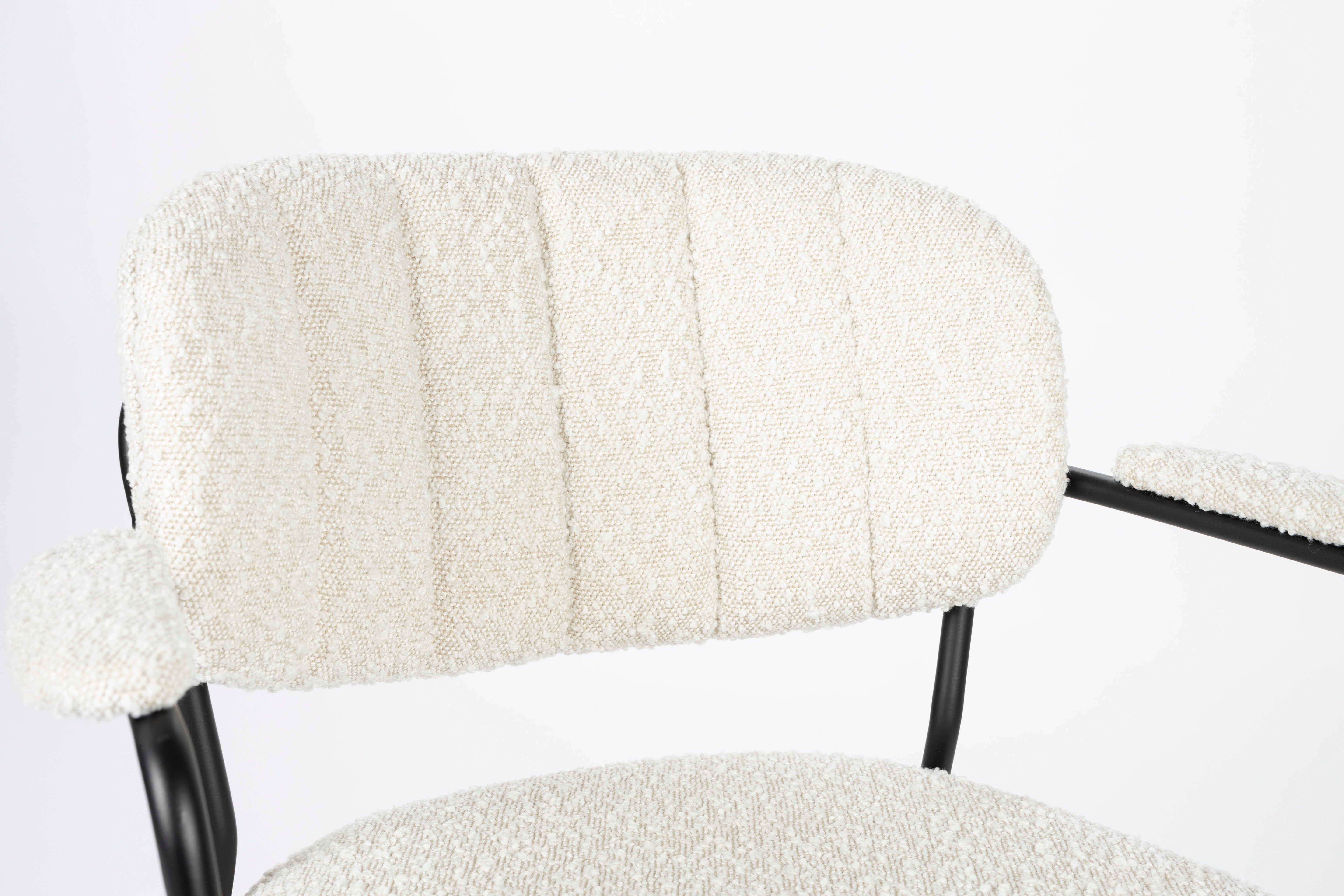 Chair with armrests Jolien Białe Boucle with a black base