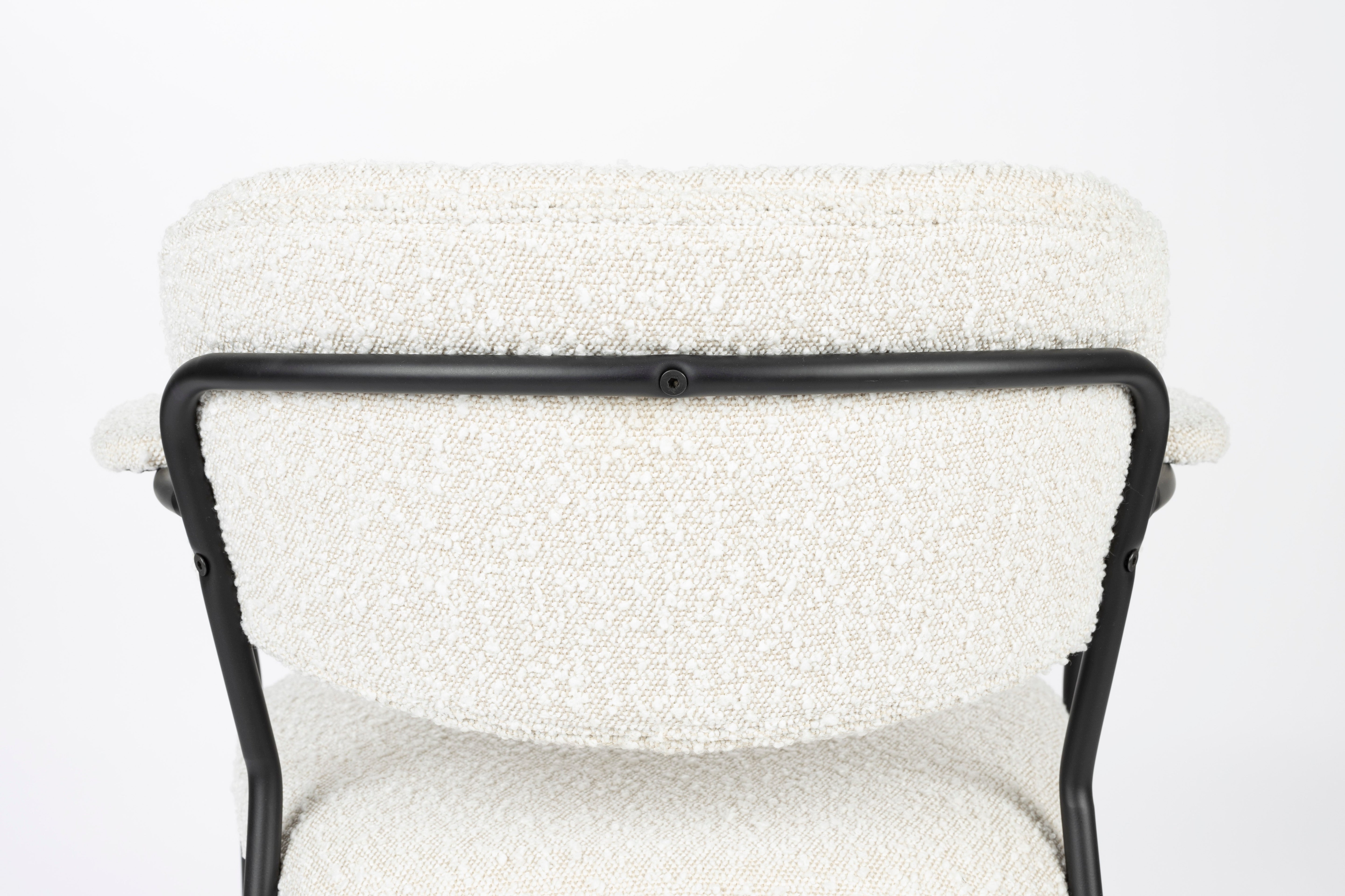 Chair with armrests Jolien Białe Boucle with a black base