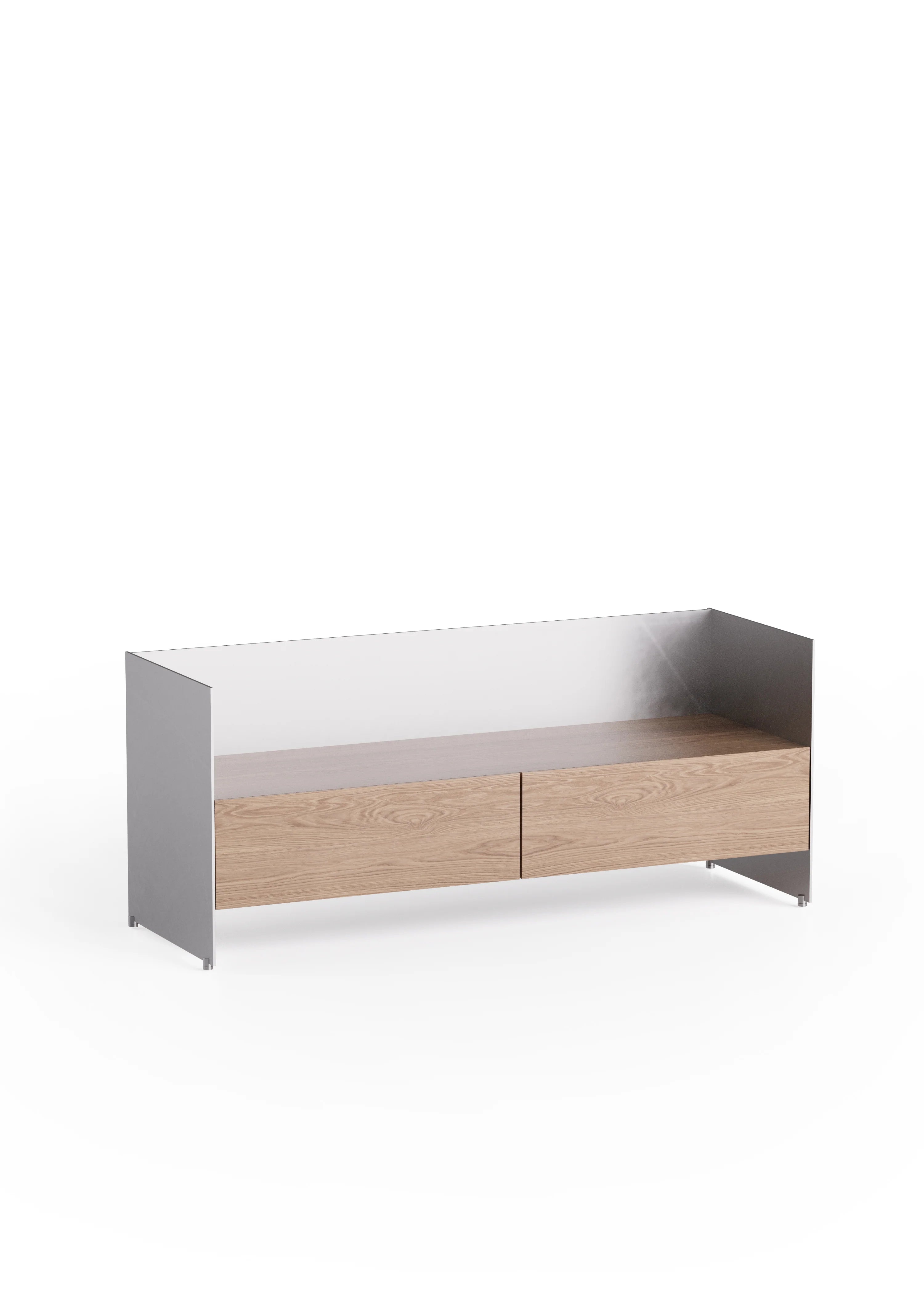 Schrank ALOOX 120 aus Eichenholz mit Aluminiumoberfläche