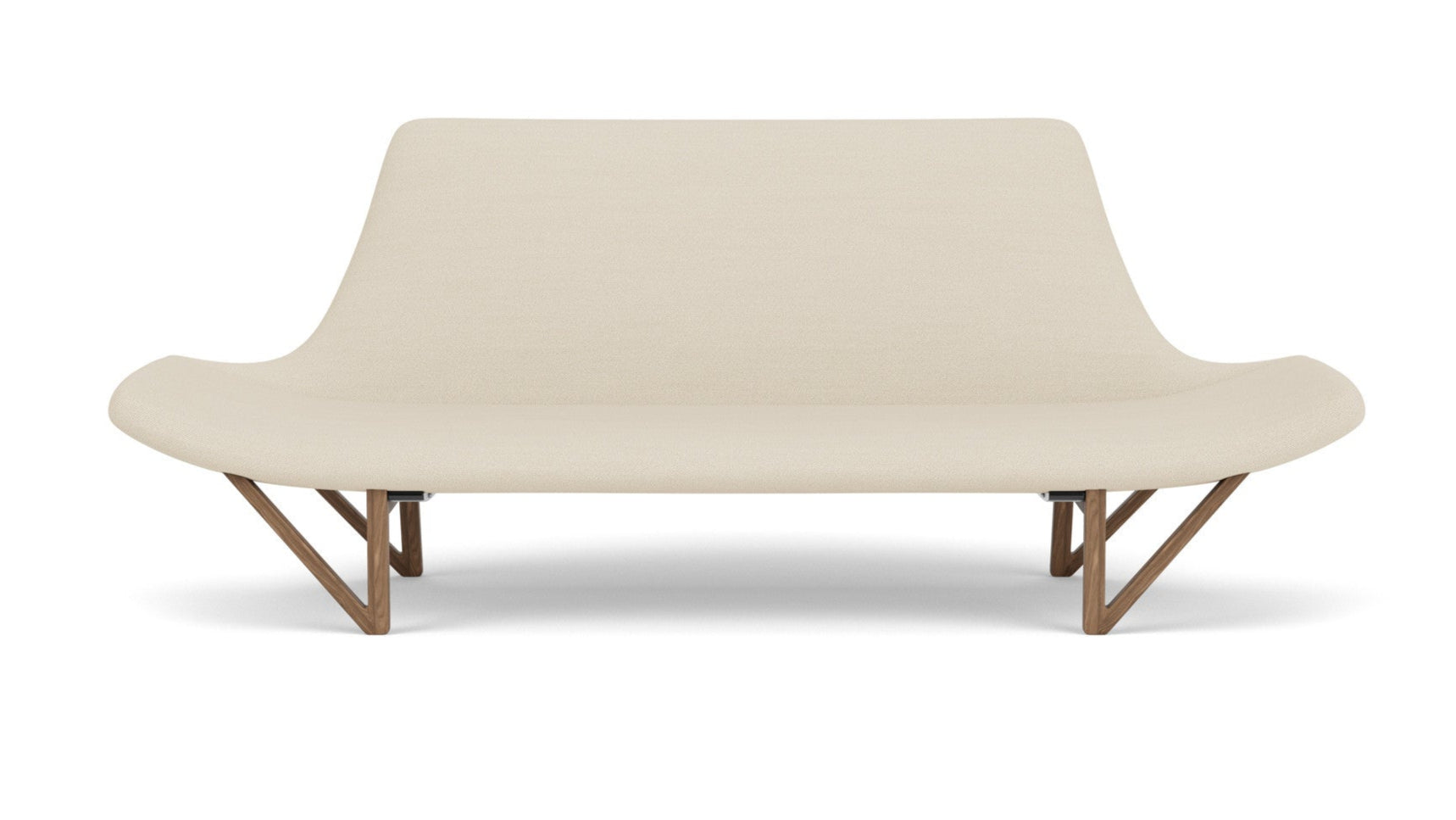 Sofa PAGODE kremfarben mit Nussbaumfuß [Julia]