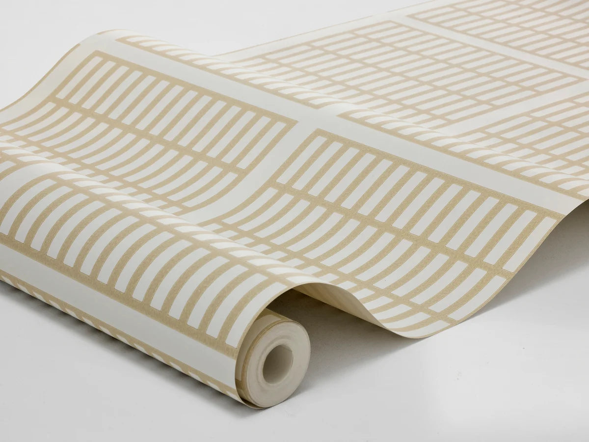 Tapete mit geometrischem Muster ALVAR AALTO 14/6 beige mit Weiß