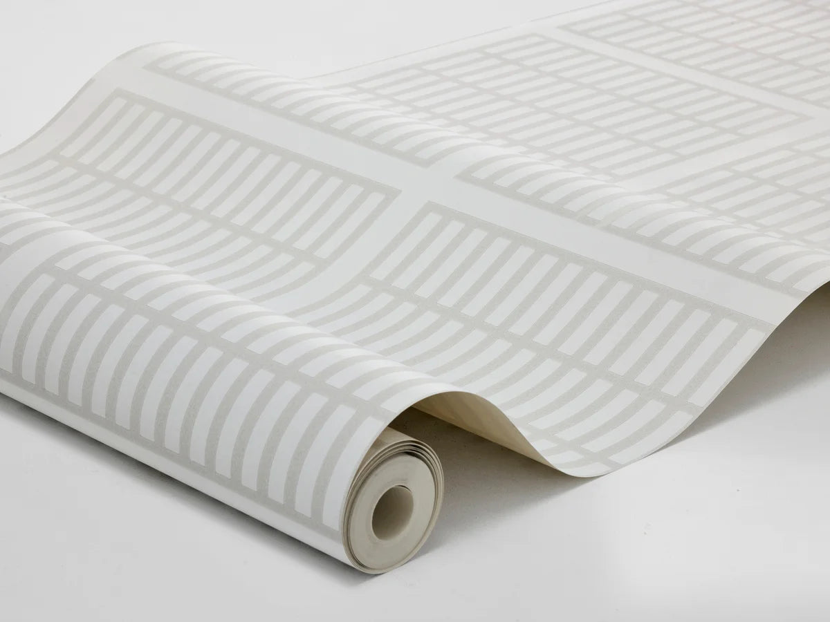 Tapete mit geometrischem Muster ALVAR AALTO 14/6 weiß mit grau