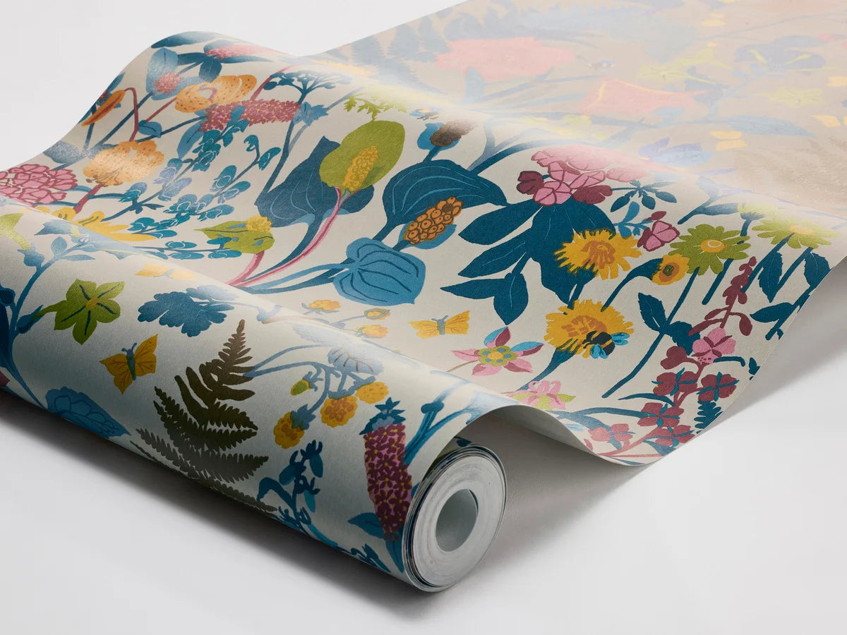 Tapete mit Pflanzenmotiv STUGRABATT beige mit Blau