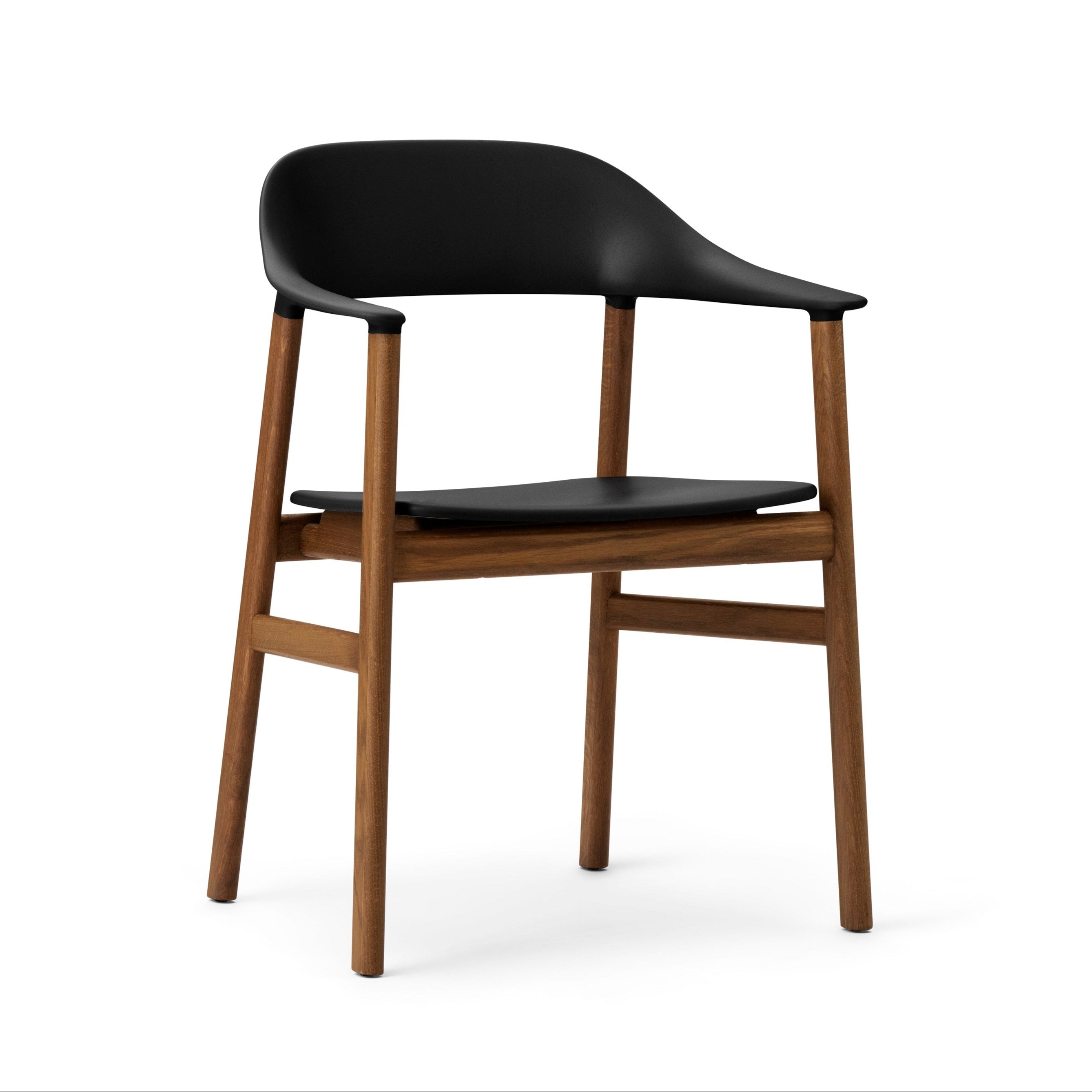 Chair with armrests Herit Black with a dark oak base