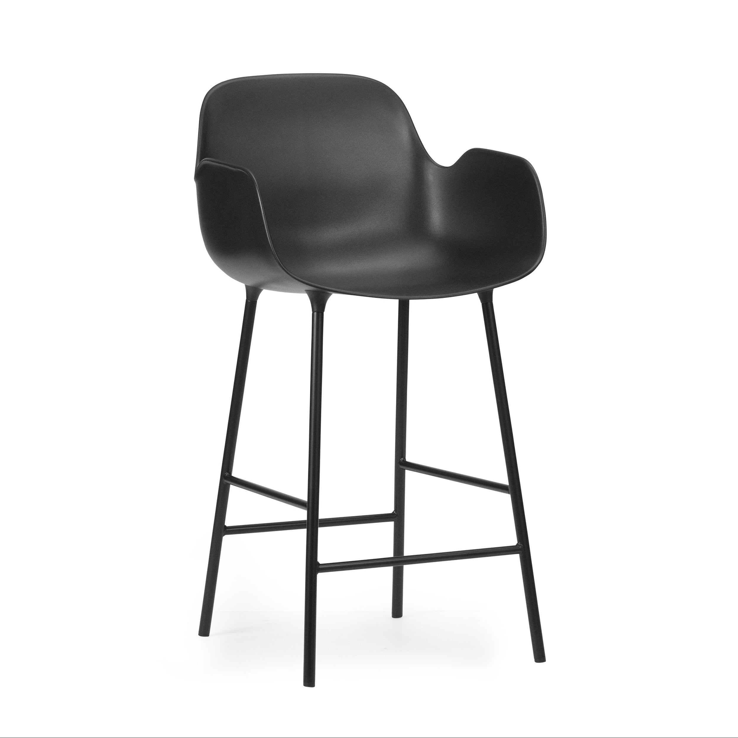 Black bar chair with black armrests