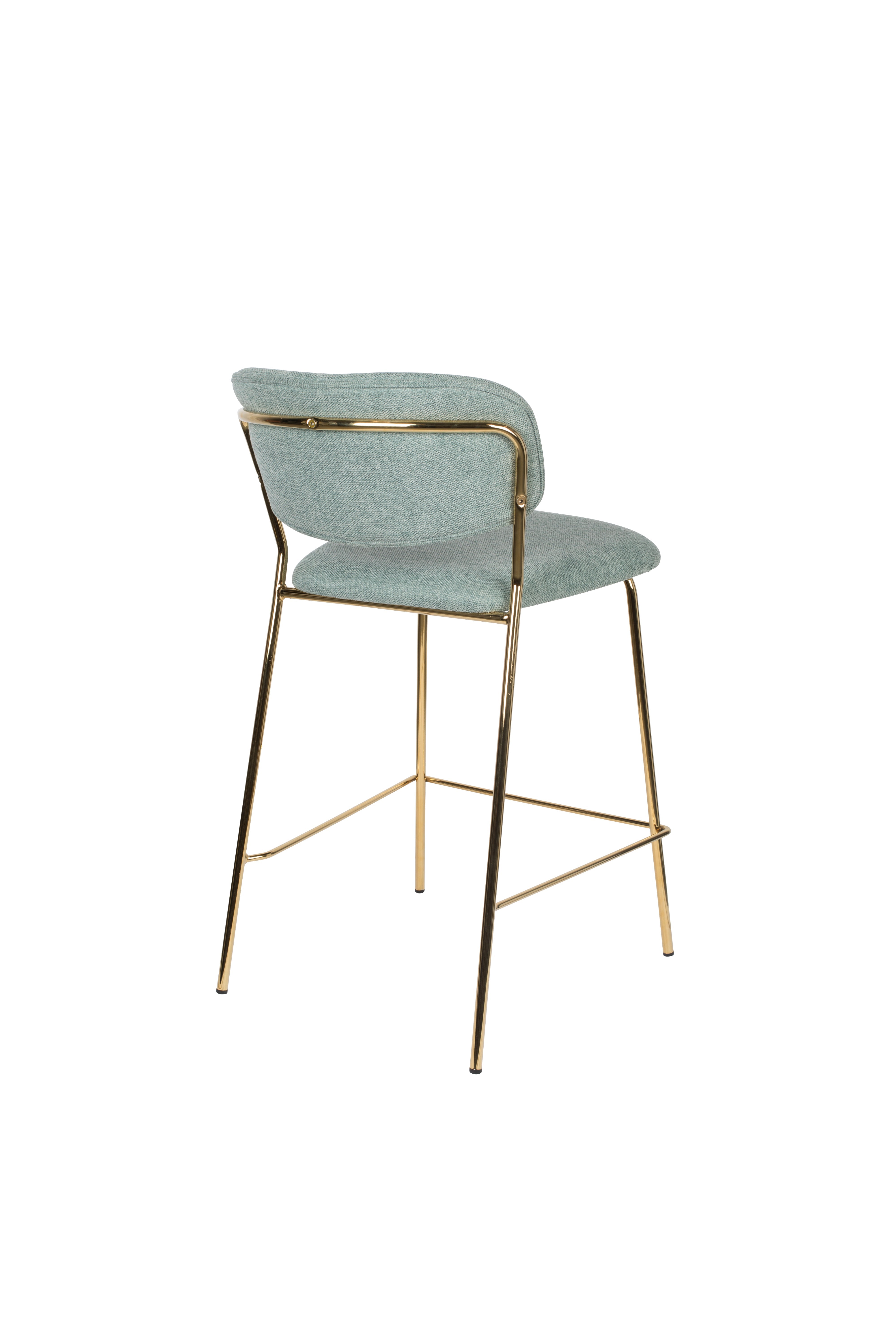 Jolien light -green bar chair with a golden base