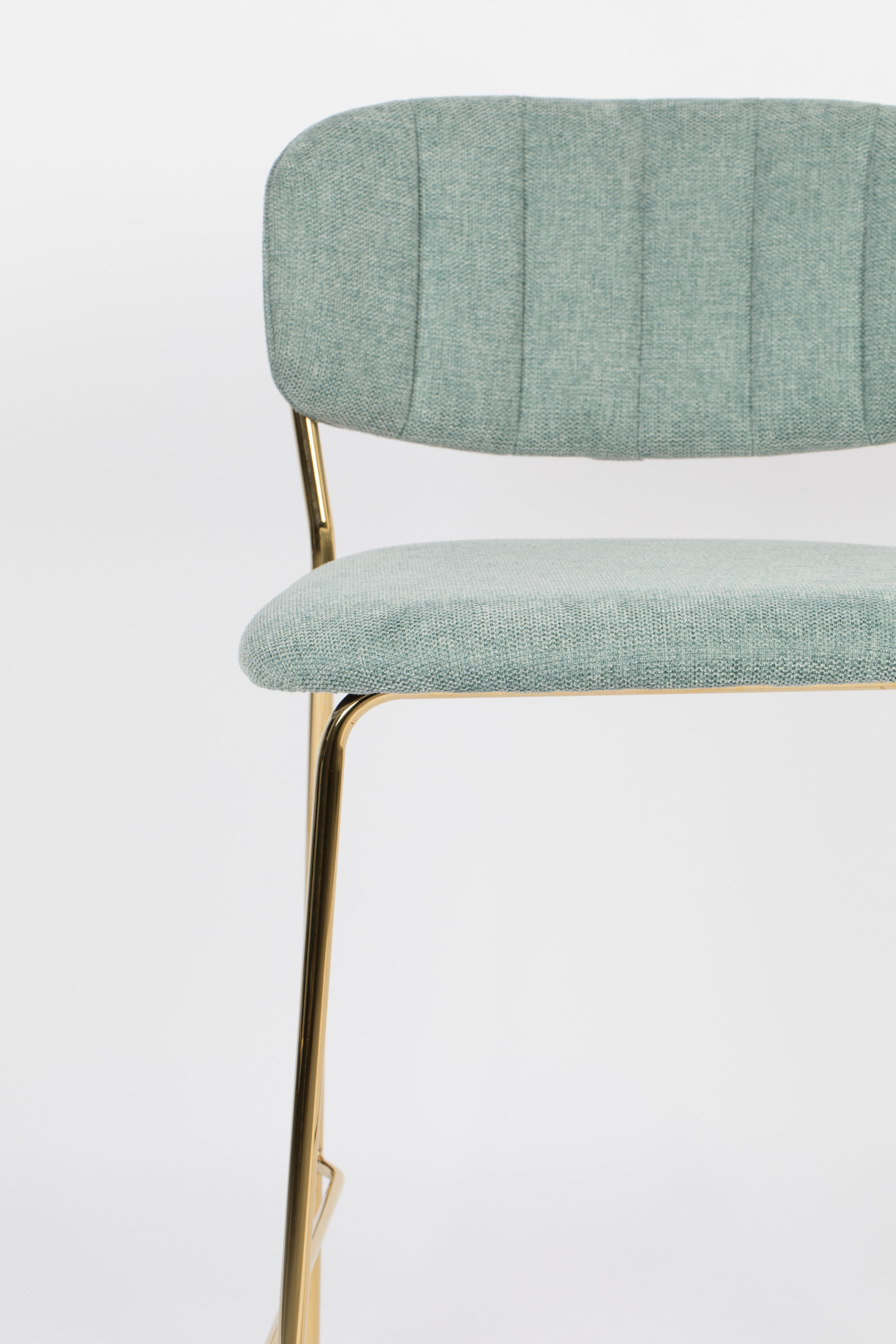 Jolien light -green bar chair with a golden base