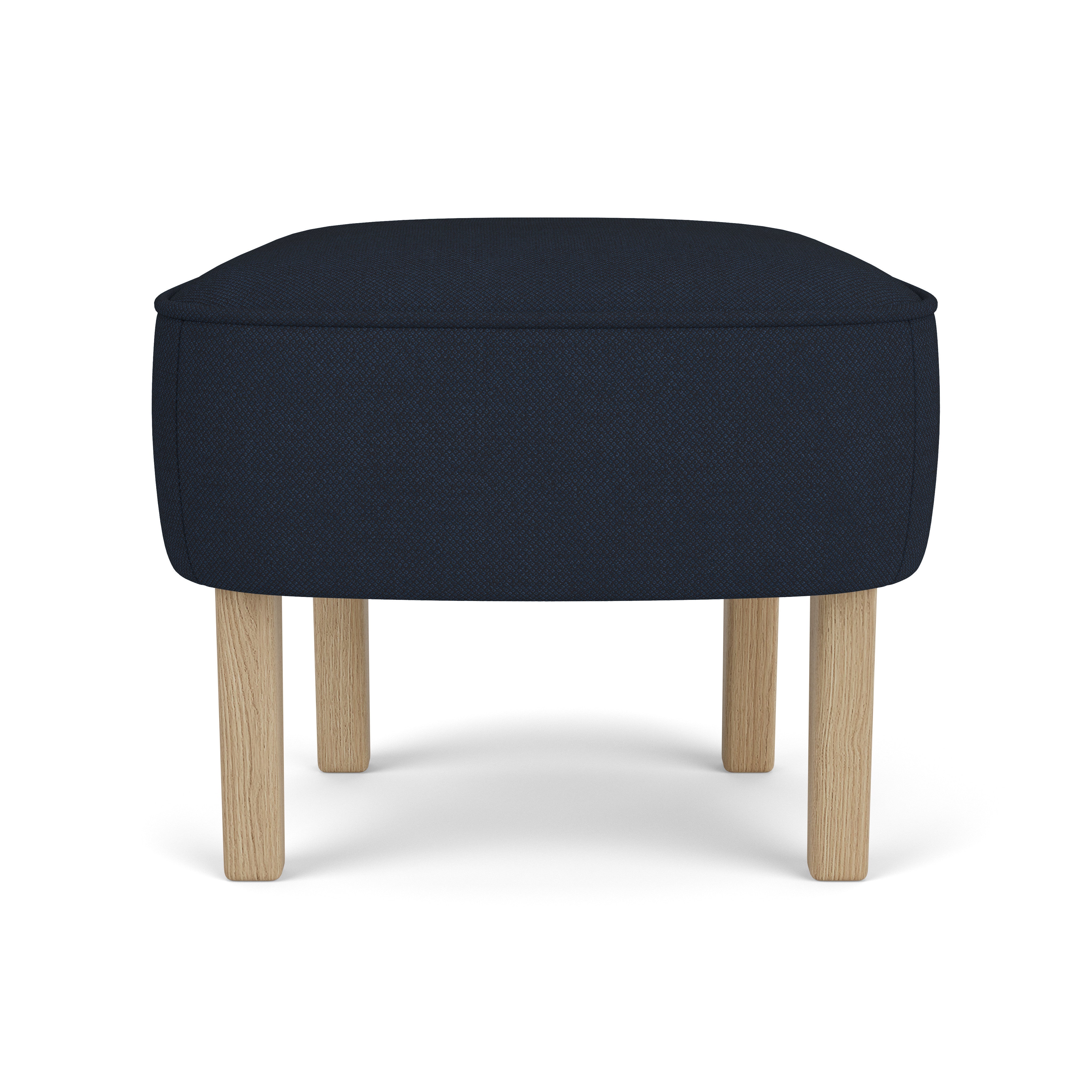 Fußhocker INGEBORG in Marineblau mit Eichenbasis [Julia]