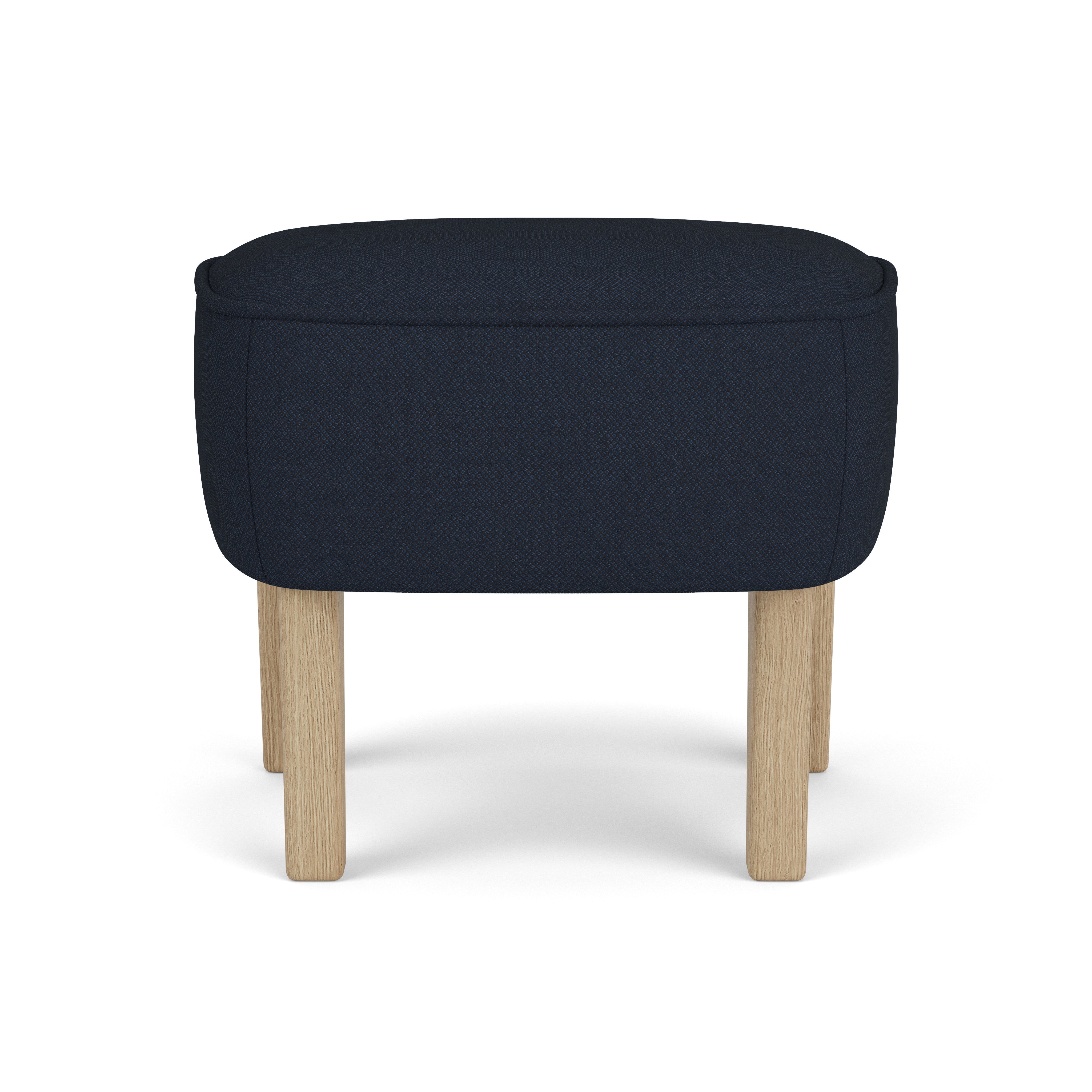 Fußhocker INGEBORG in Marineblau mit Eichenbasis [Julia]