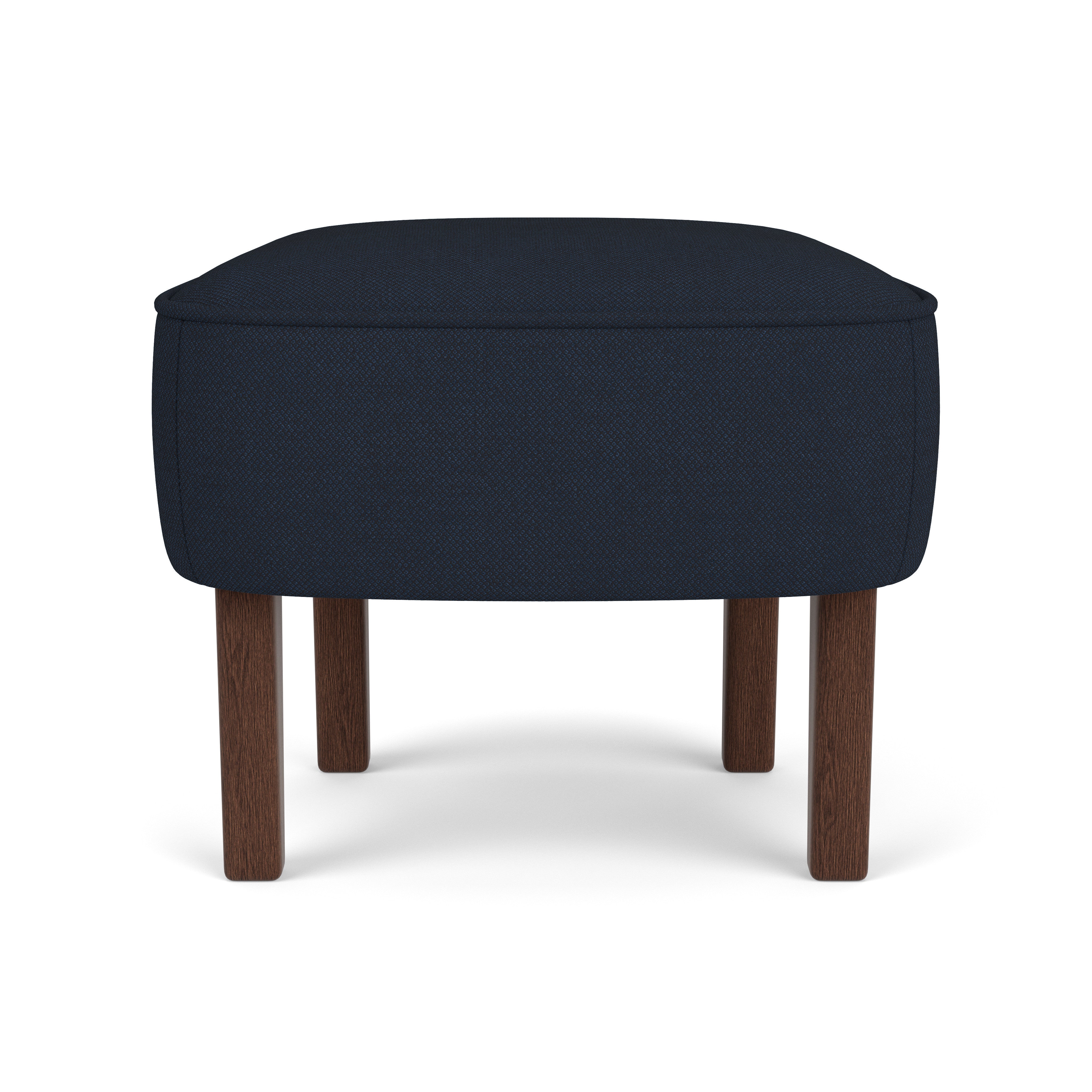 Fußhocker INGEBORG in Marineblau mit dunklem Eichenfuß [Julia]