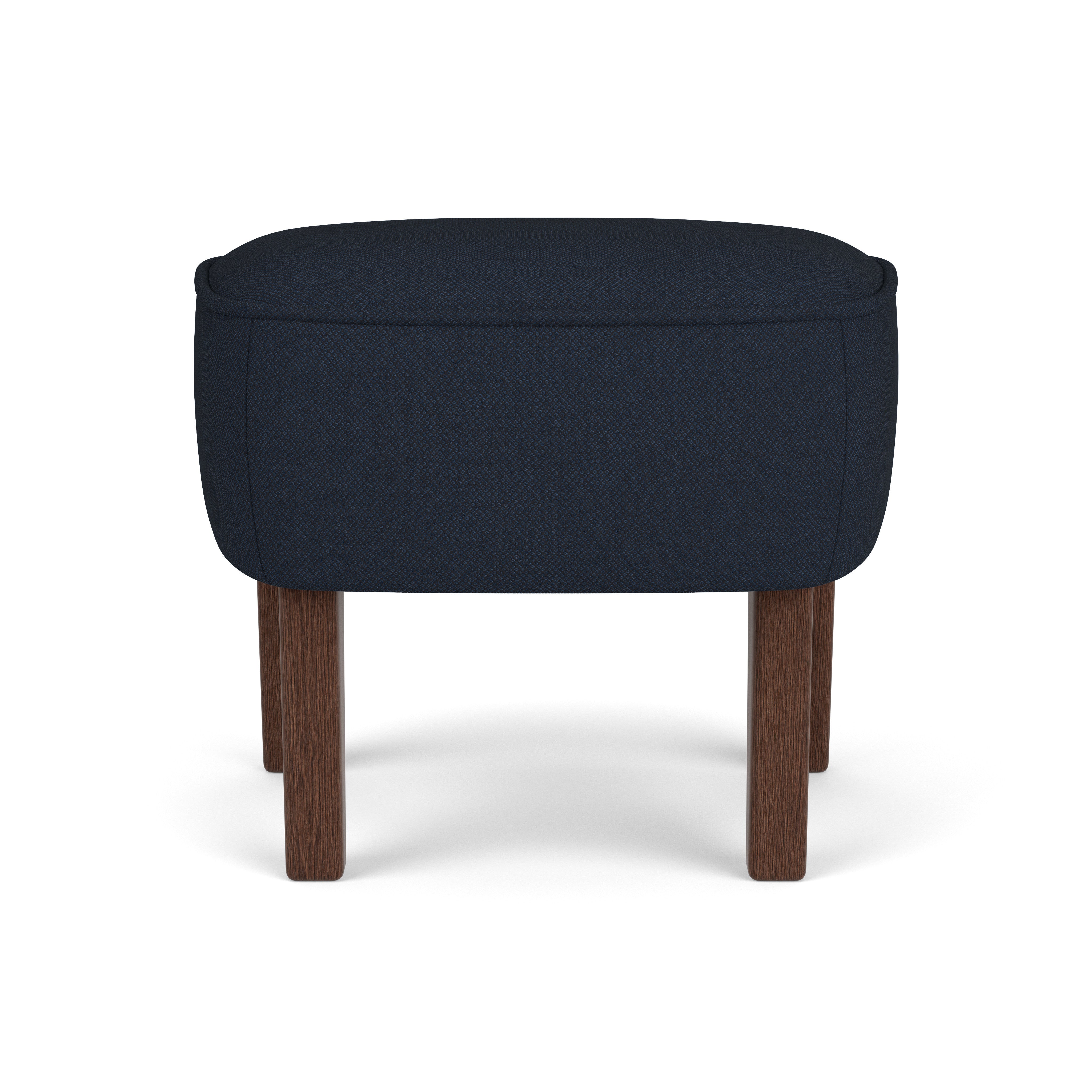 Fußhocker INGEBORG in Marineblau mit dunklem Eichenfuß [Julia]