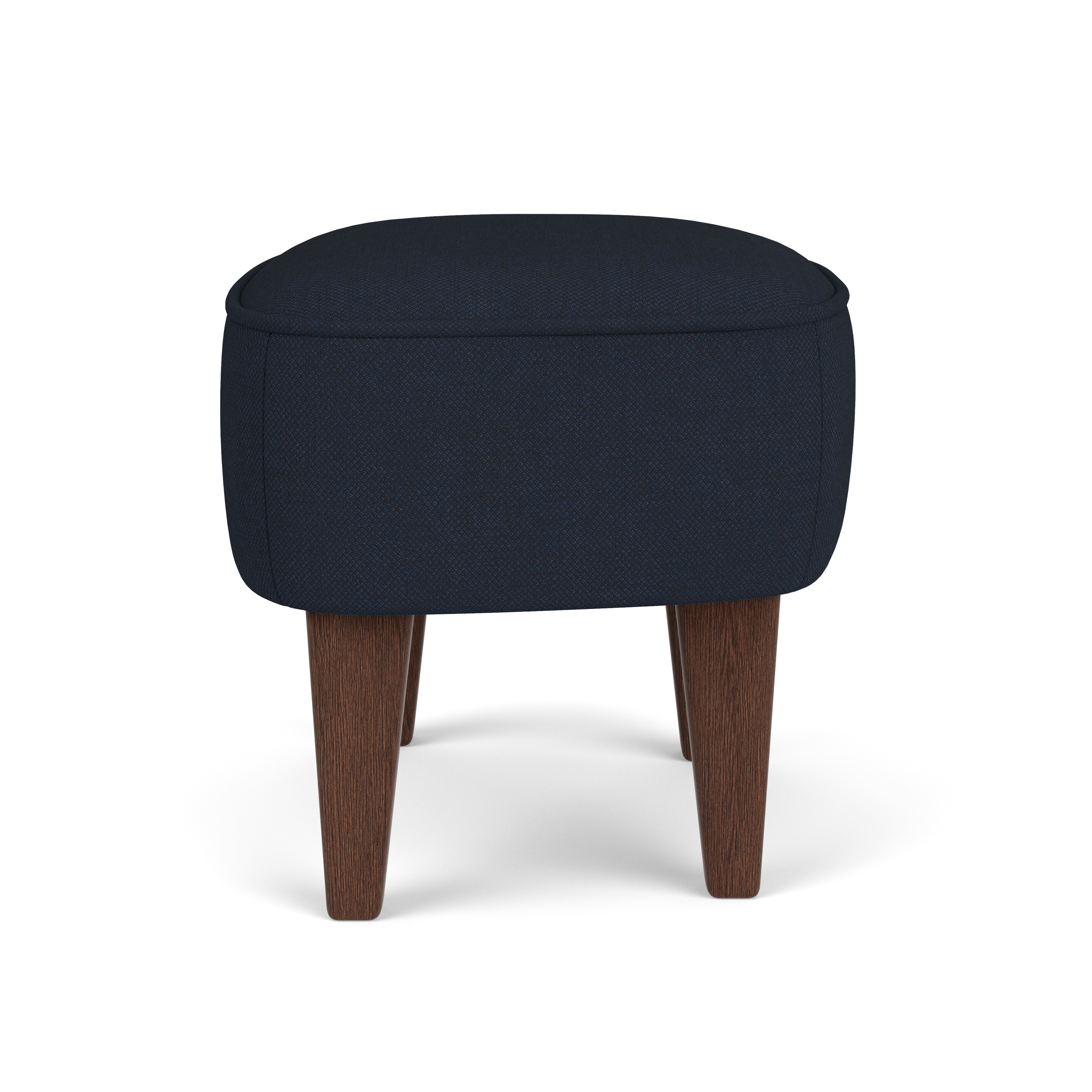 Fußhocker INGEBORG in Marineblau mit dunklem Eichenfuß [Julia]