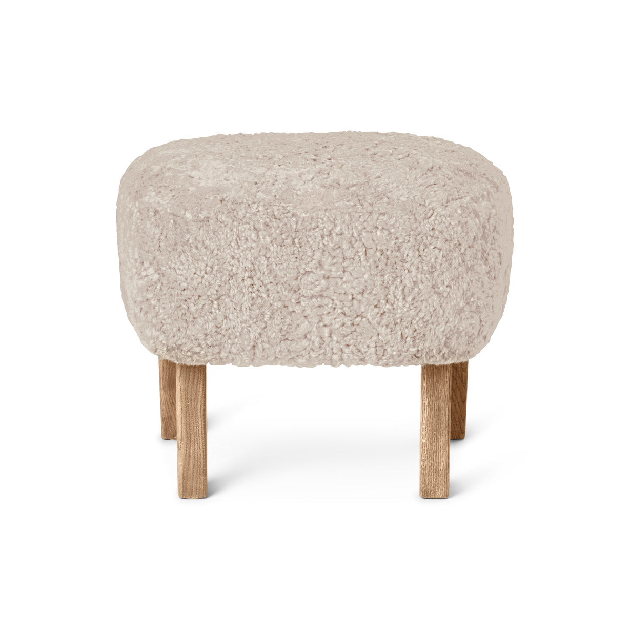 INGEBORG footstool with sheepskin and oak base [Julia]