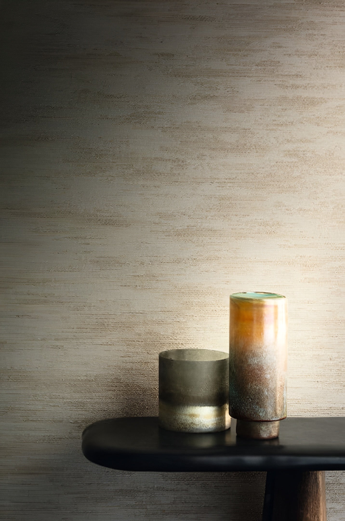 Textilstruktur-Tapete POWELL - MARRON GLACÉ gedämpftes Grün