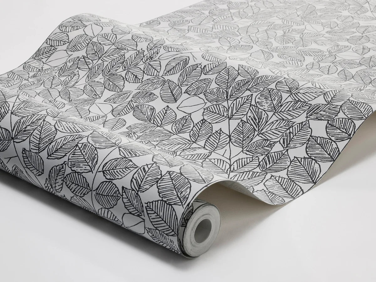 Tapete mit pflanzlichem Blattmuster ROMANS grau