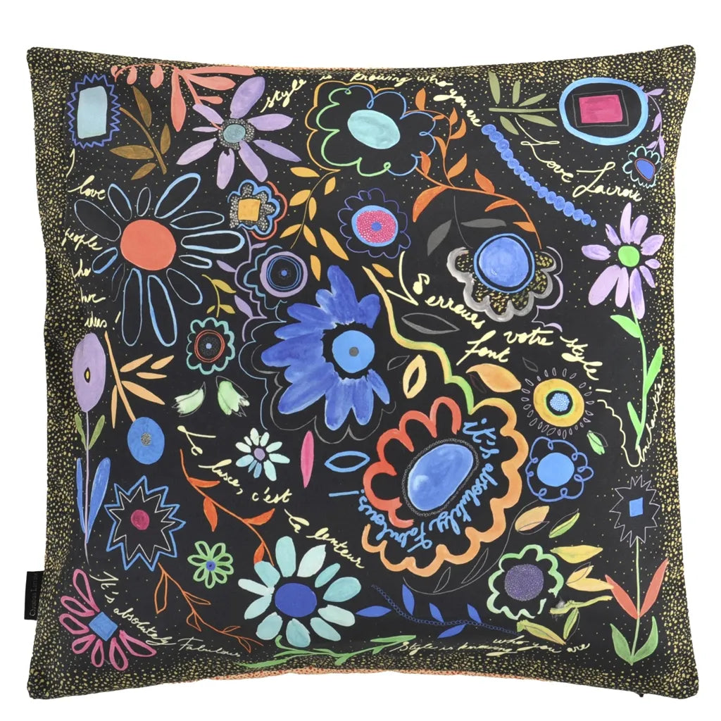 Zweifarbige Kissen DITES LE AVEC DES FLEURS mit Pflanzenmuster