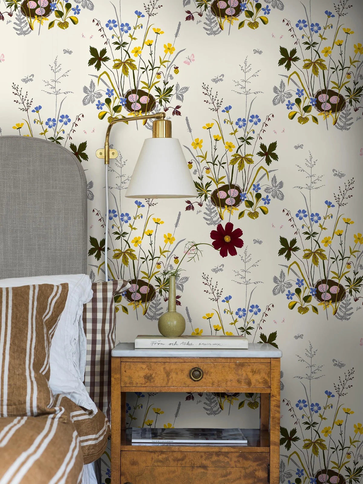 Tapete mit floralem Blumenmuster FAGELBO creme mit braun