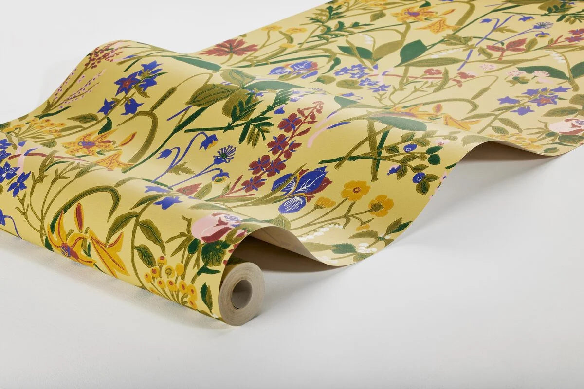 Tapete mit floralem Blumenmuster ROS OCH LILJA gelb