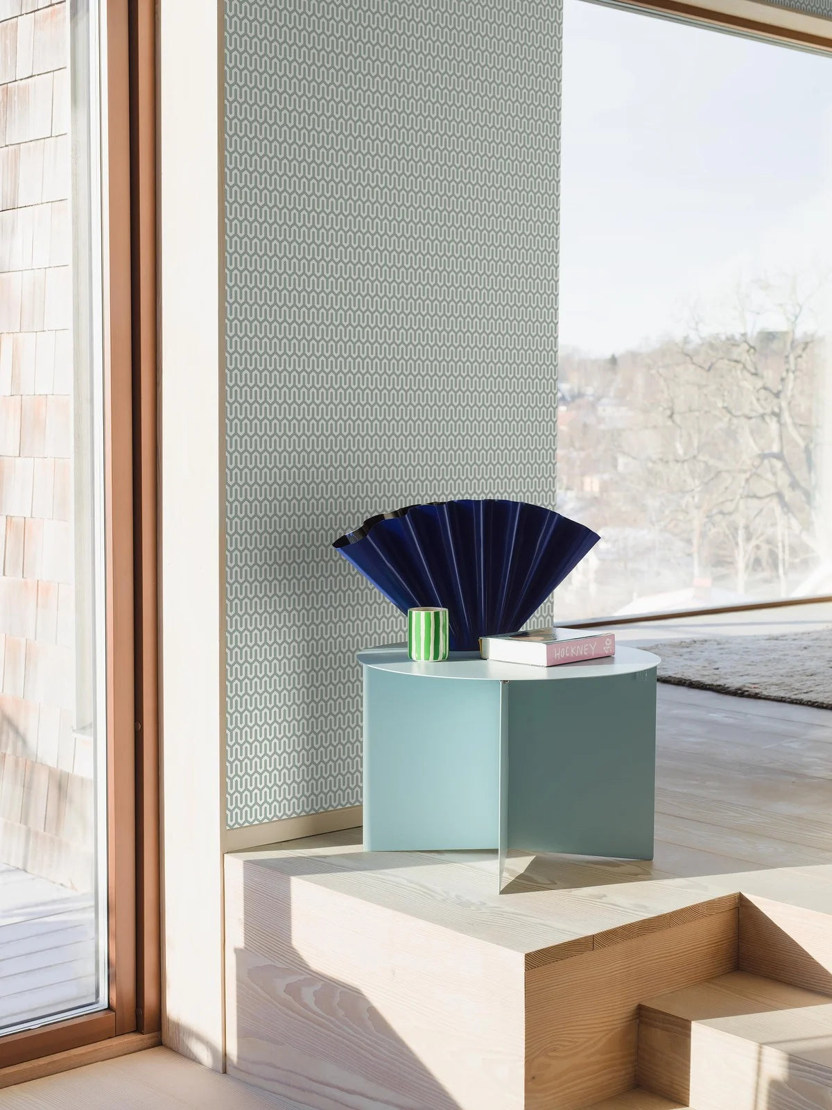 Vlies-Tapete mit geometrischem Muster YPSILON in Türkis