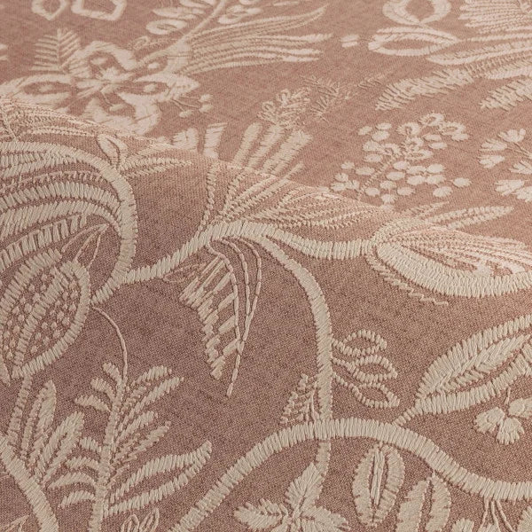 Tapete mit Stickerei-Effekt im Pflanzenmotiv PASTEL - NUDE dunkelbeige