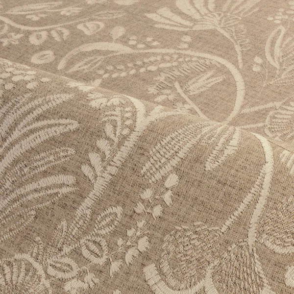 Pastel Beige Embroidered Effect Wallpaper