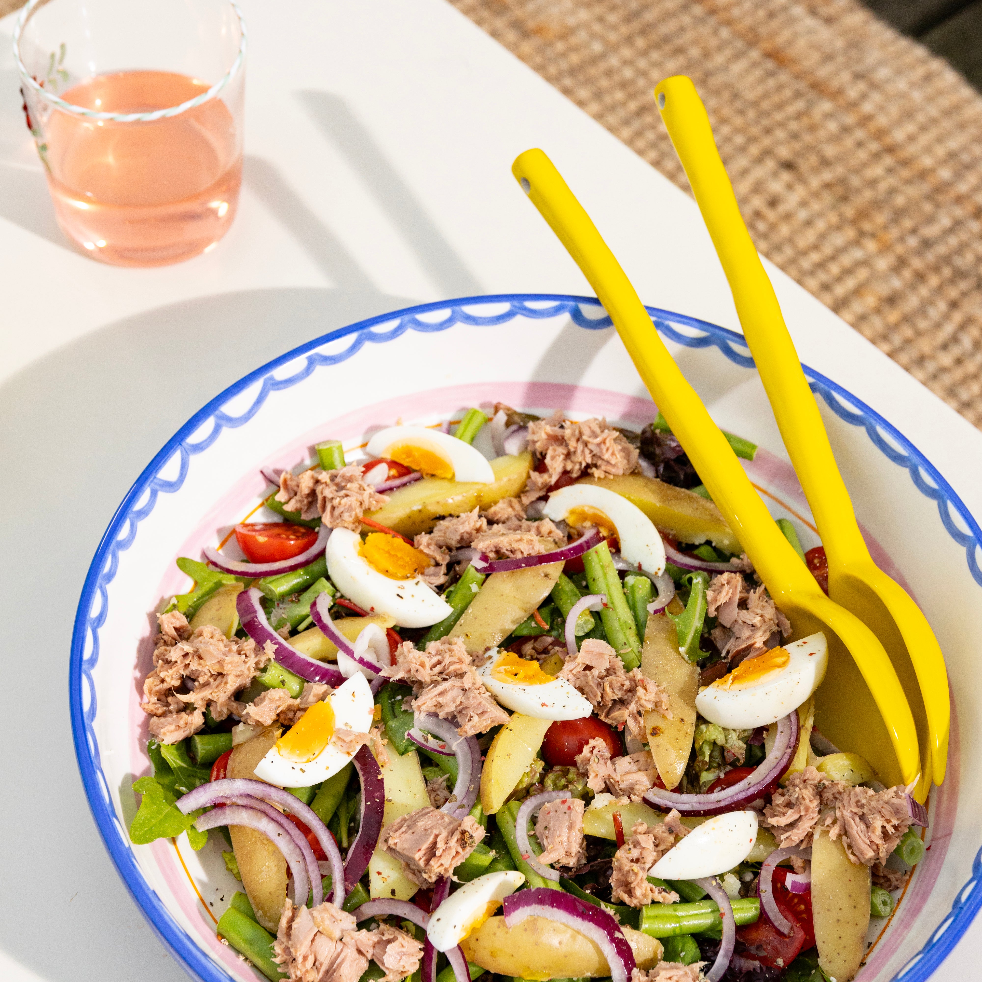 Salatschüssel BOAVISTA blau mit rosa und orange