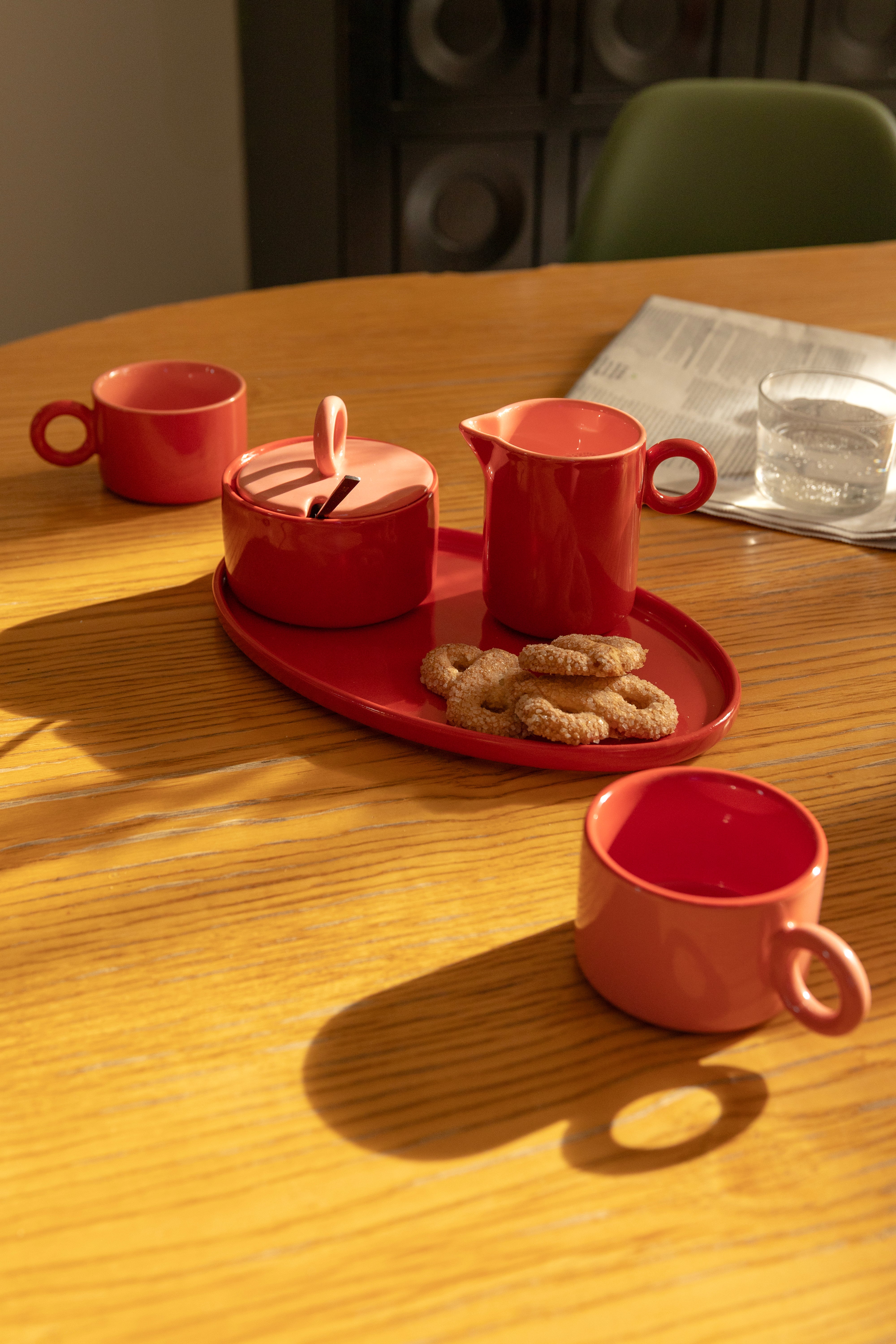 CHIQUITO Red Porcelain Sugar Bowl