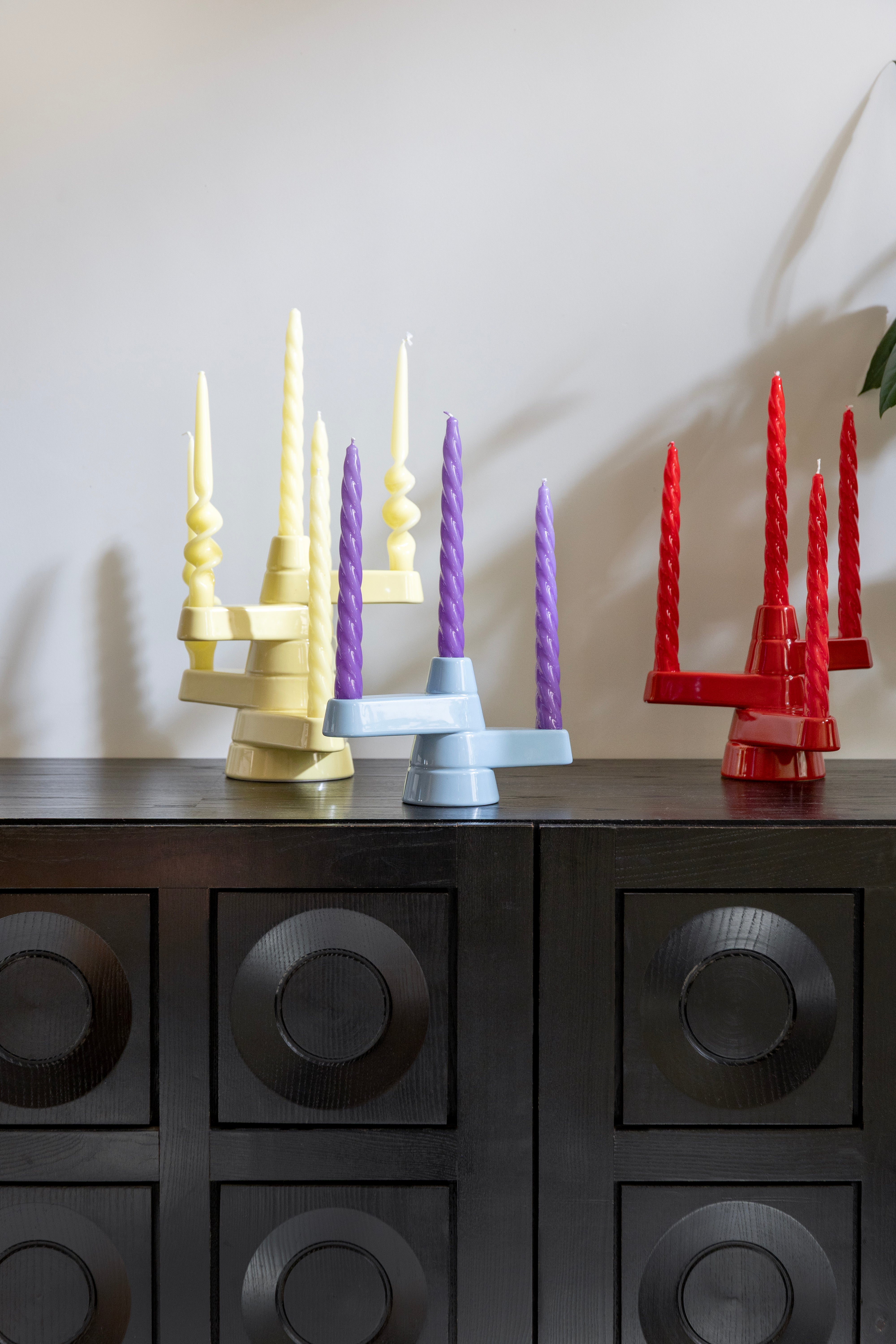 BRUTE yellow five-armed candlestick