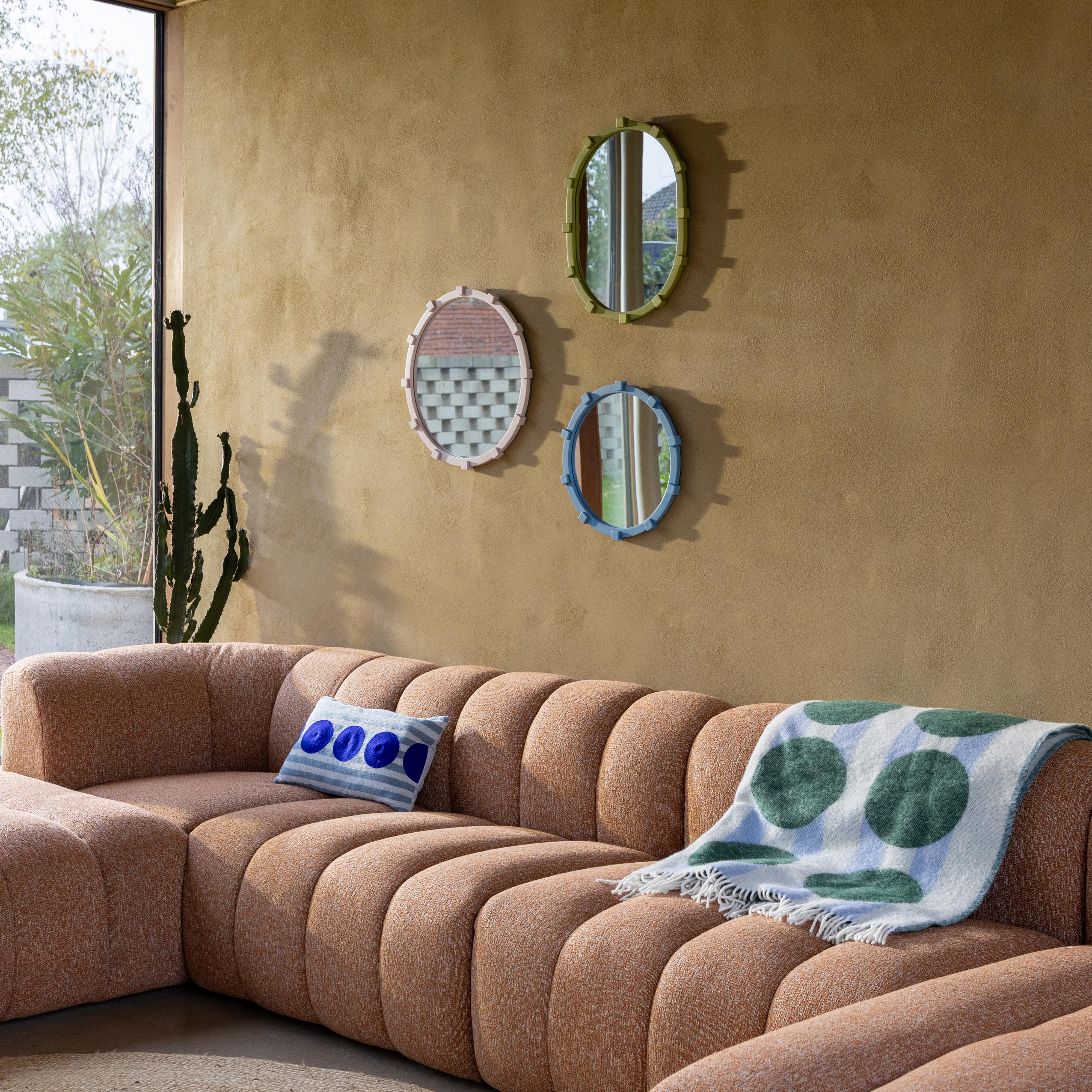 Rundes Spiegel CHUNK rosa Holz