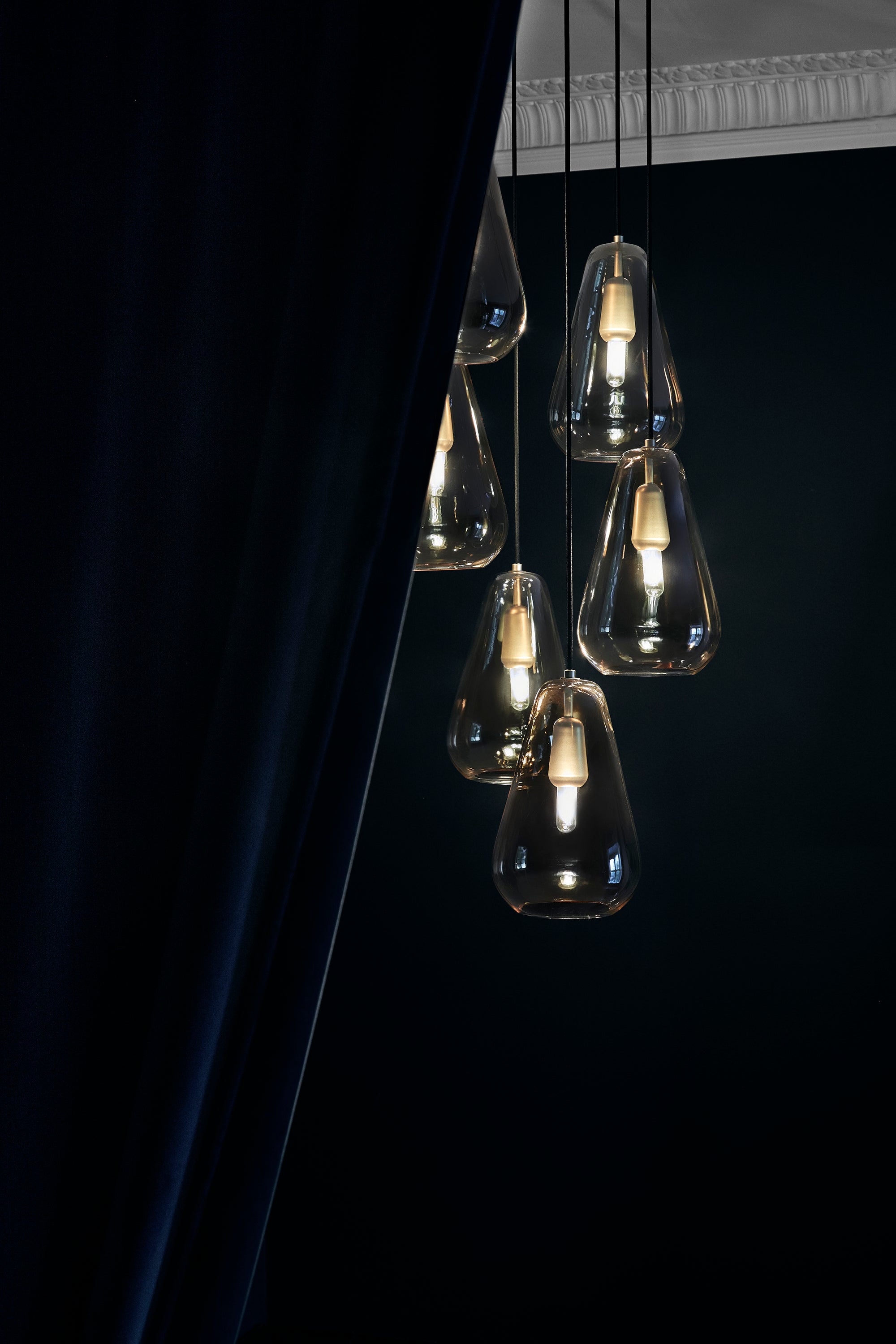 ANOLI 6 Pendant Lamp in Gold with Gold Glass