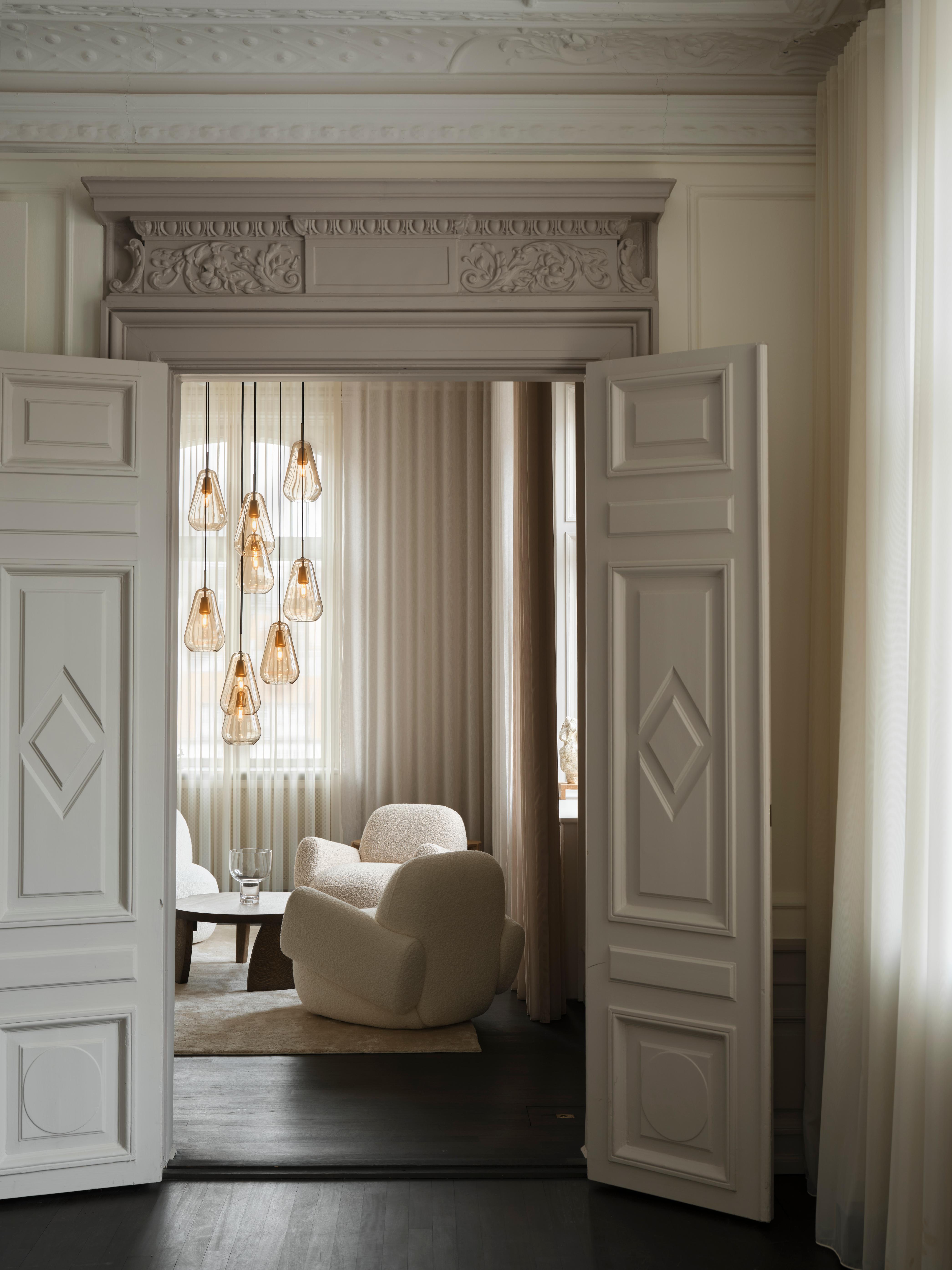 ANOLI Chandelier 13 Gold with Opal Glass
